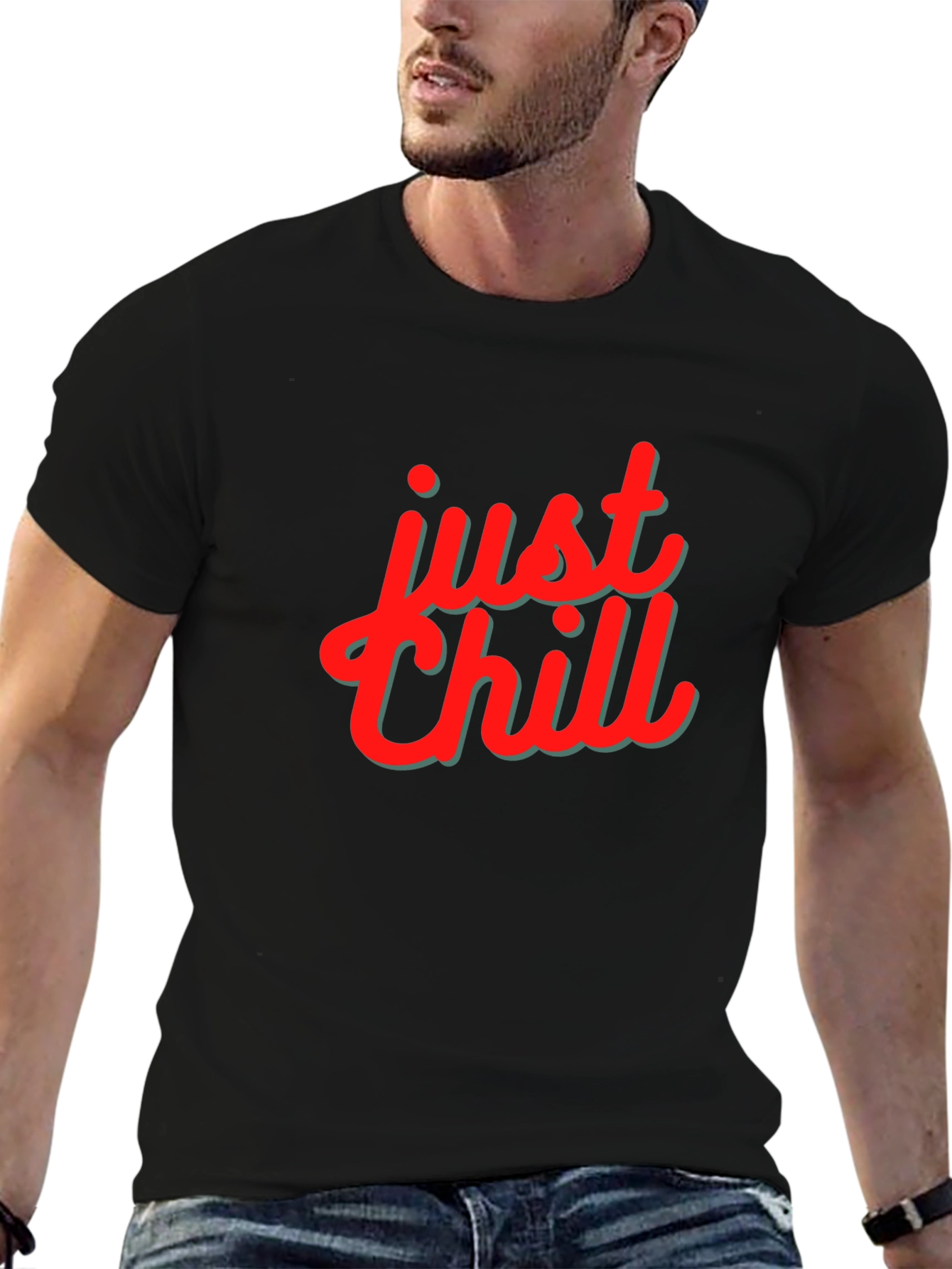 Just Chill Graphic Print Black T-Shirt