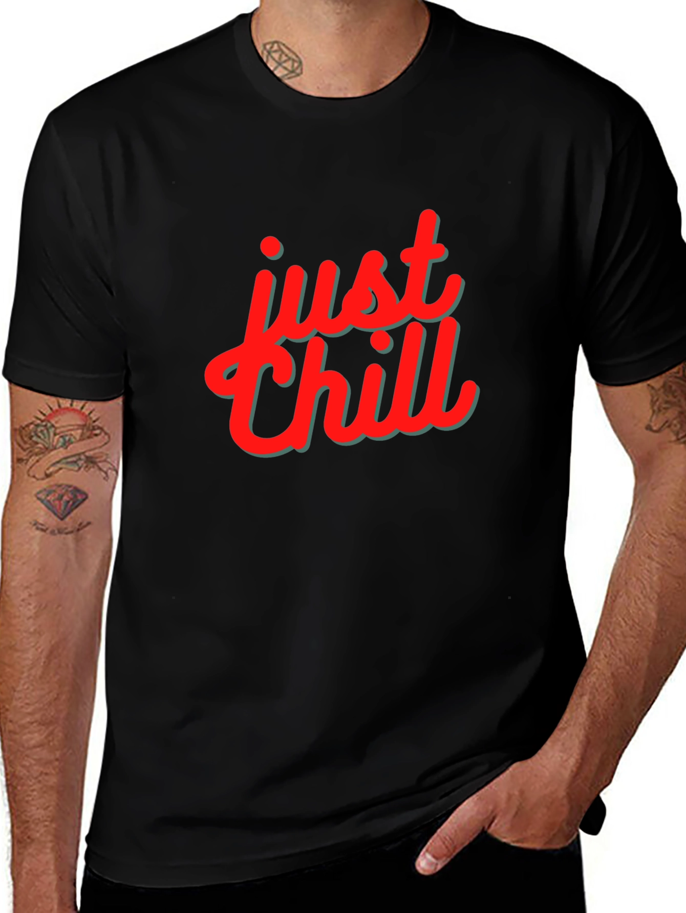 Just Chill Graphic Print Black T-Shirt