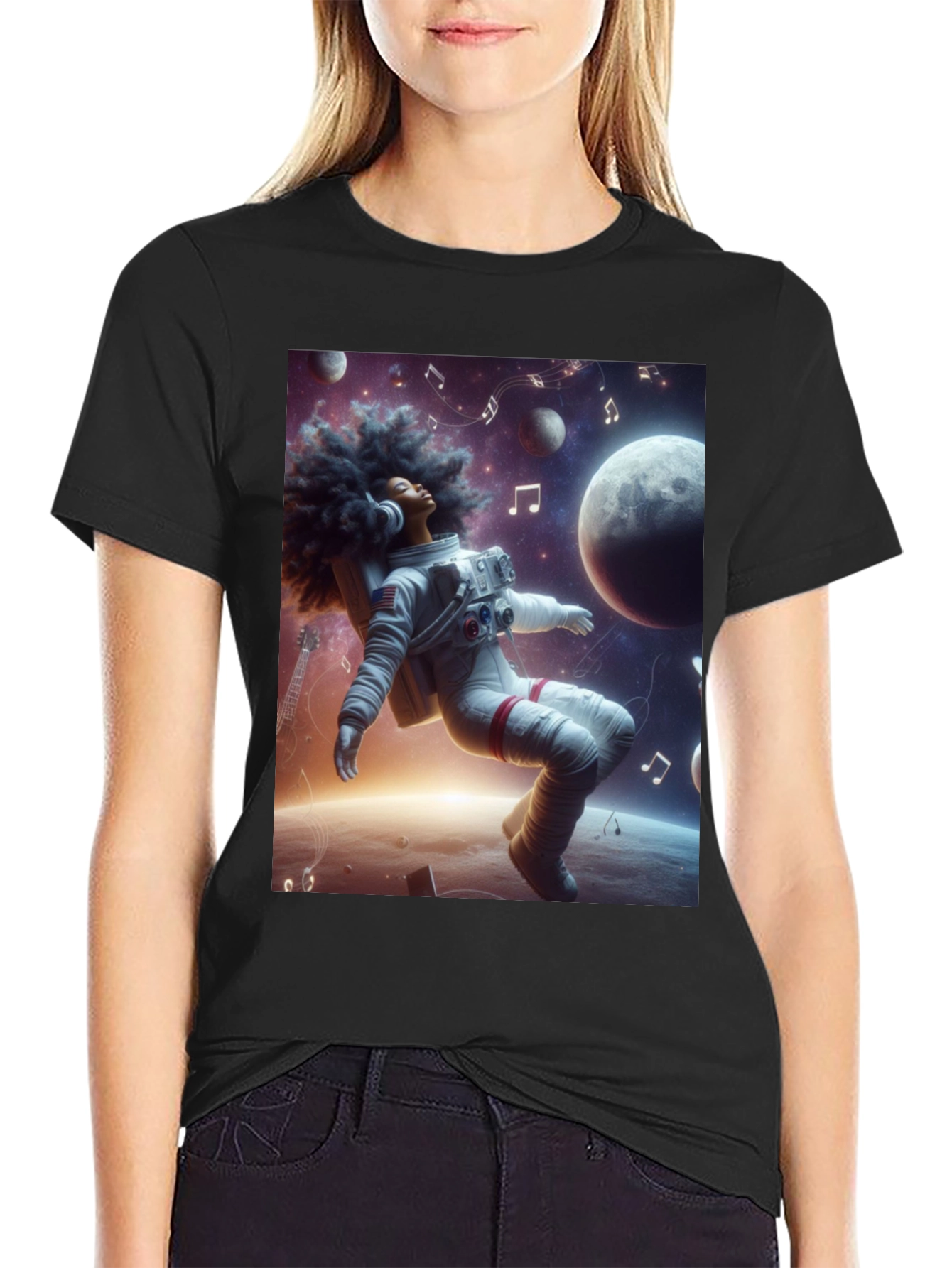 Astronaut Music Black T-Shirt