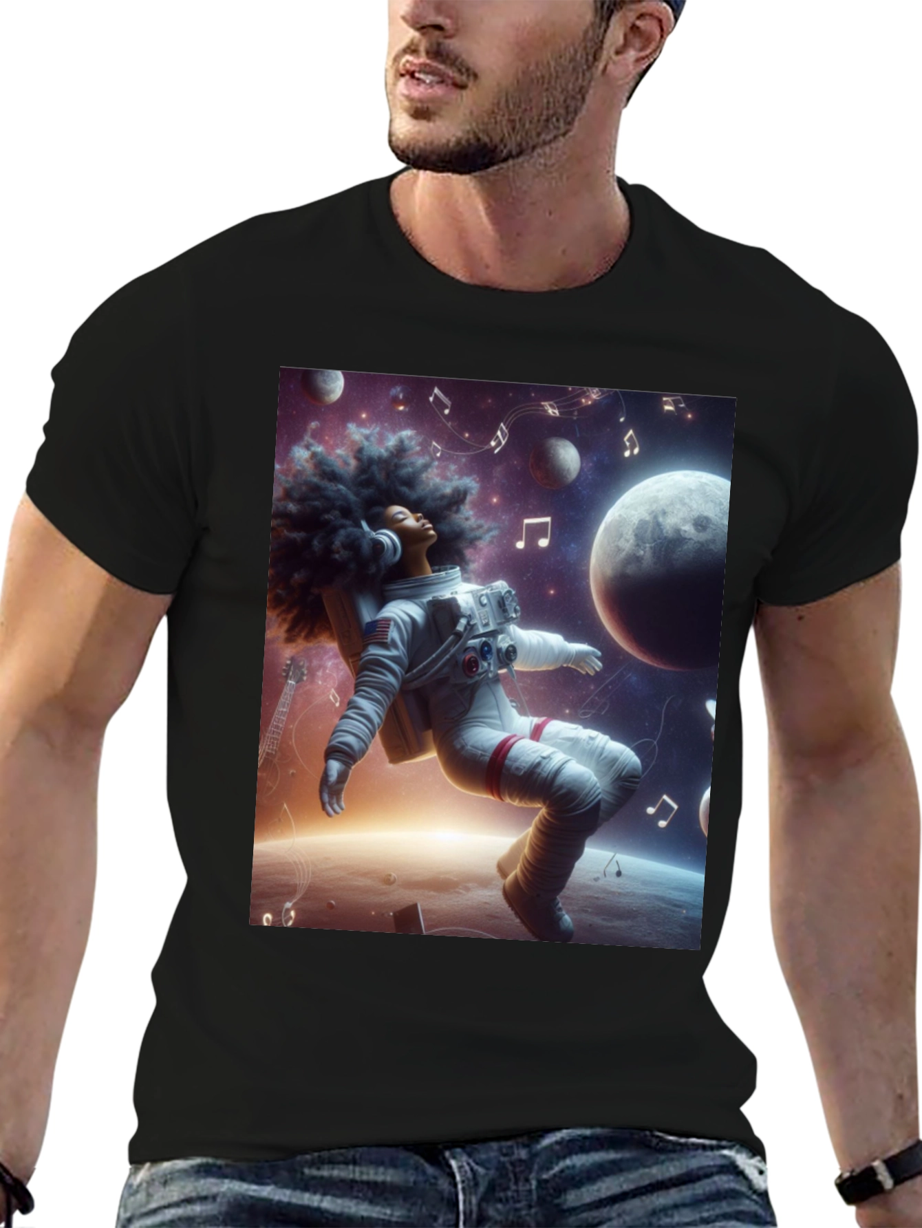 Astronaut Music Black T-Shirt