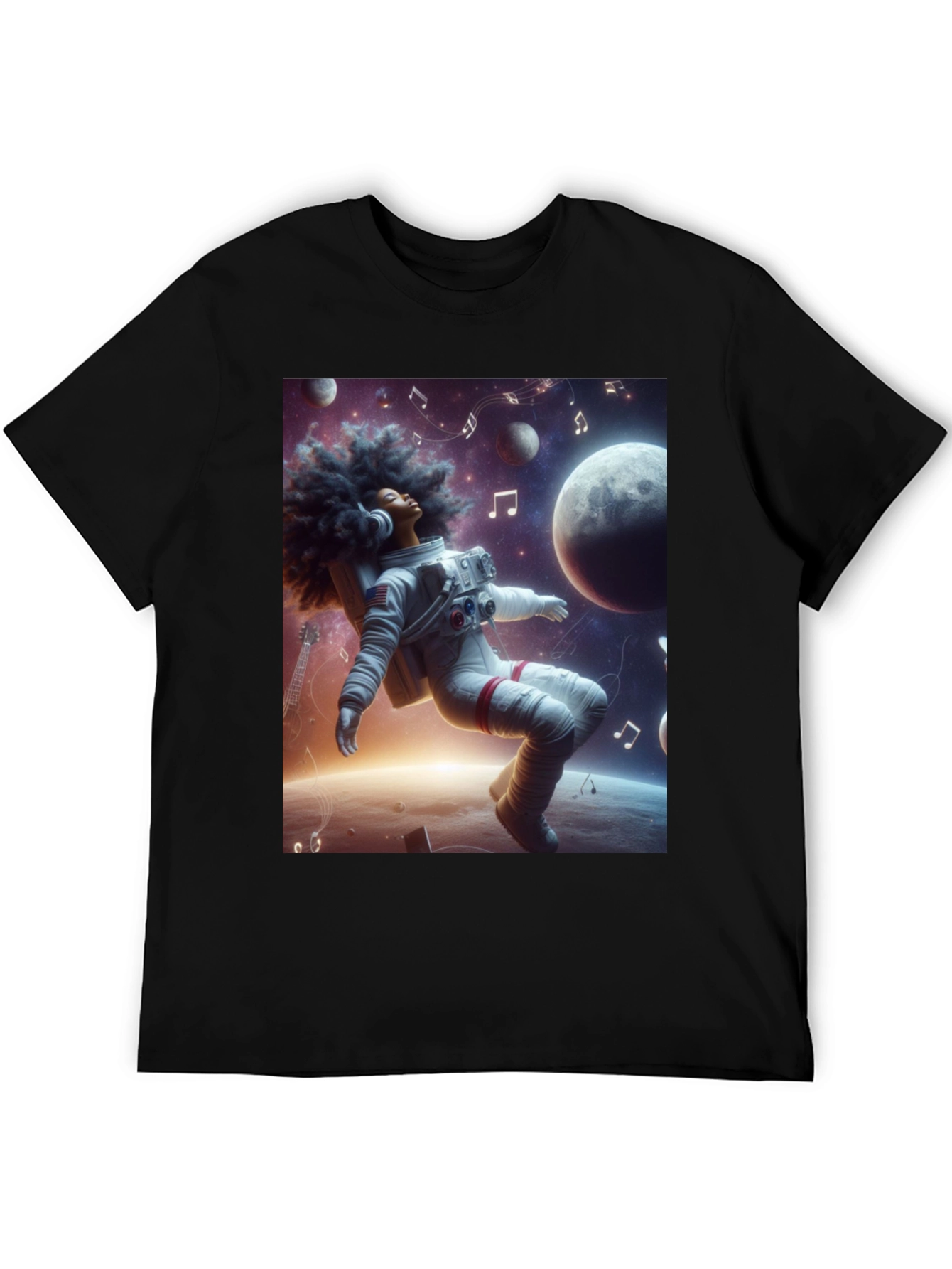 Astronaut Music Black T-Shirt