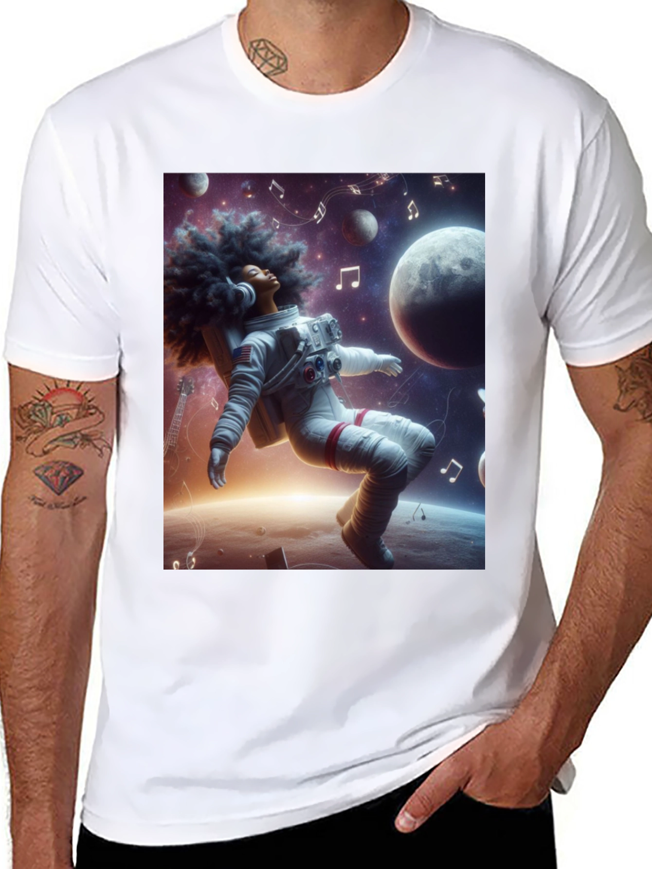 Astronaut Music Black T-Shirt