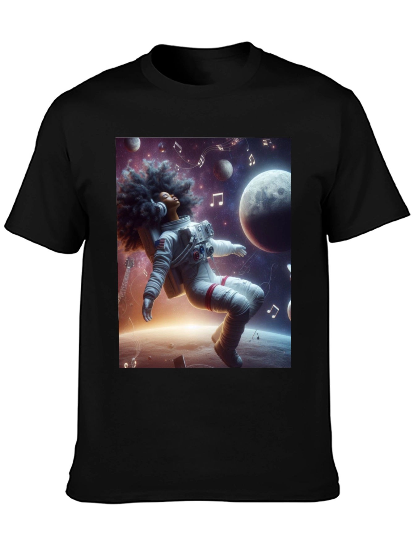 Astronaut Music Black T-Shirt