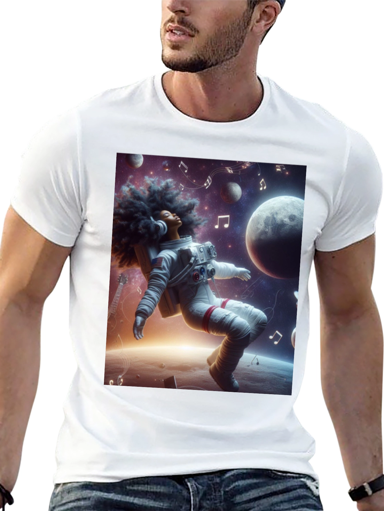 Astronaut Music Black T-Shirt