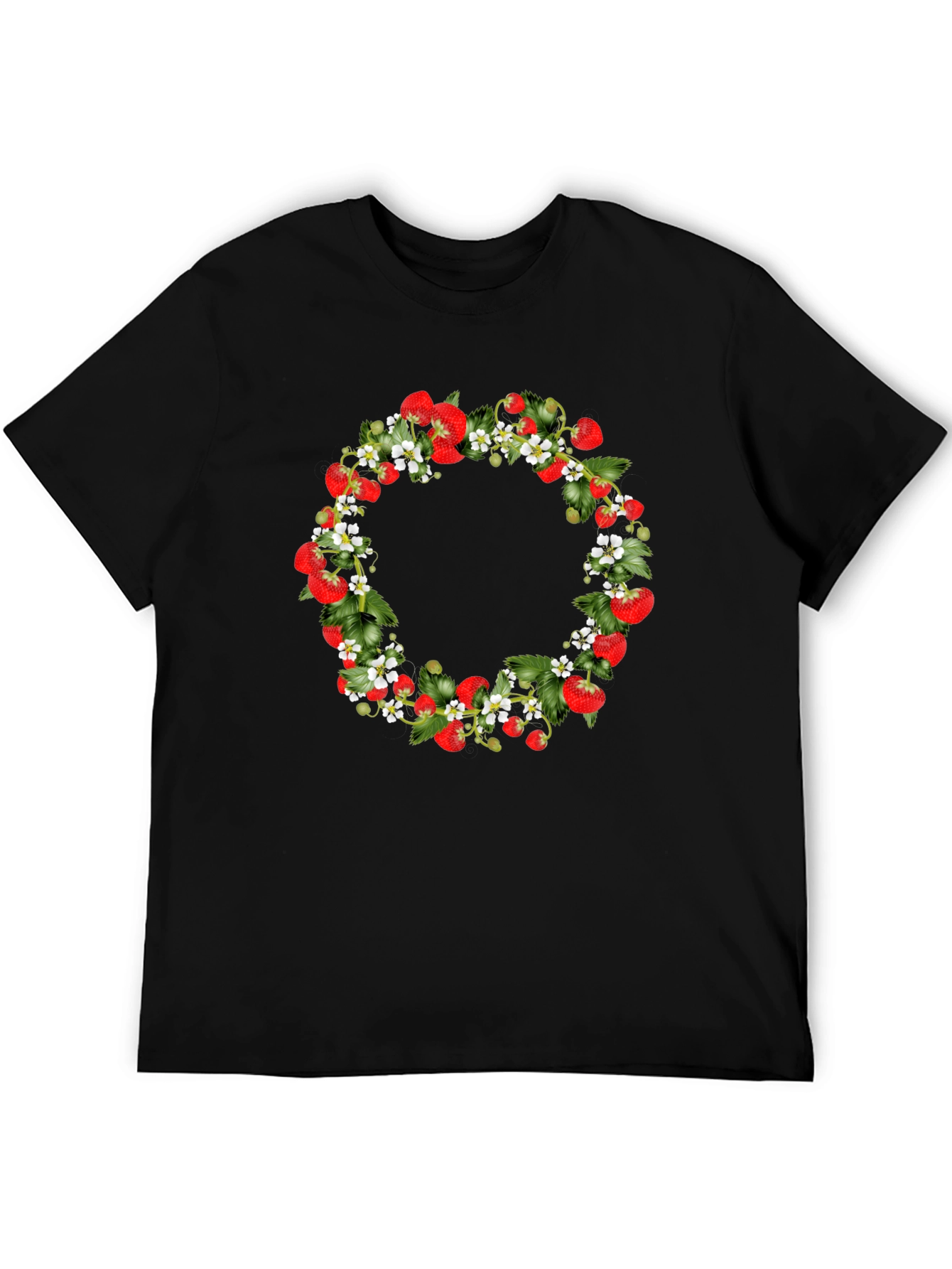 Strawberry Wreath Black T-Shirt