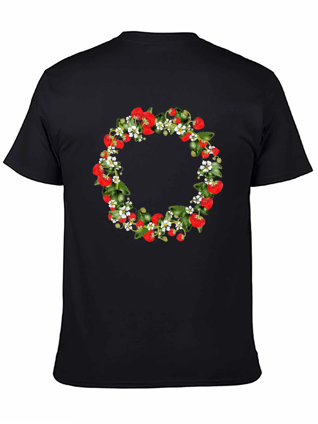 Strawberry Wreath Black T-Shirt