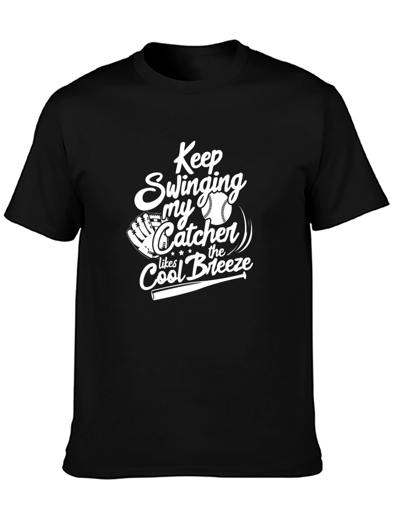 Keep Swinging Catcher Baseball Graphic T-Shirt