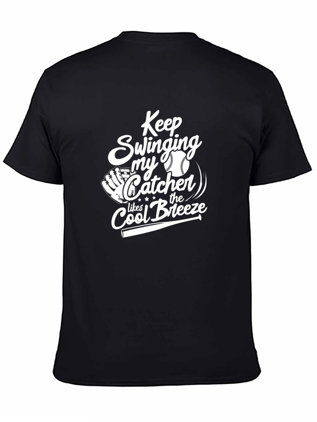 Keep Swinging Catcher Baseball Graphic T-Shirt
