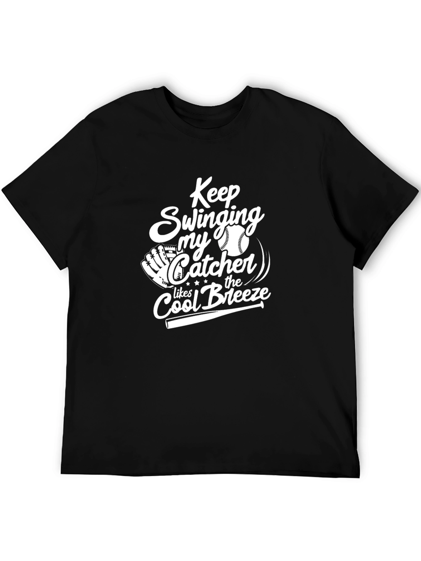 Keep Swinging Catcher Baseball Graphic T-Shirt