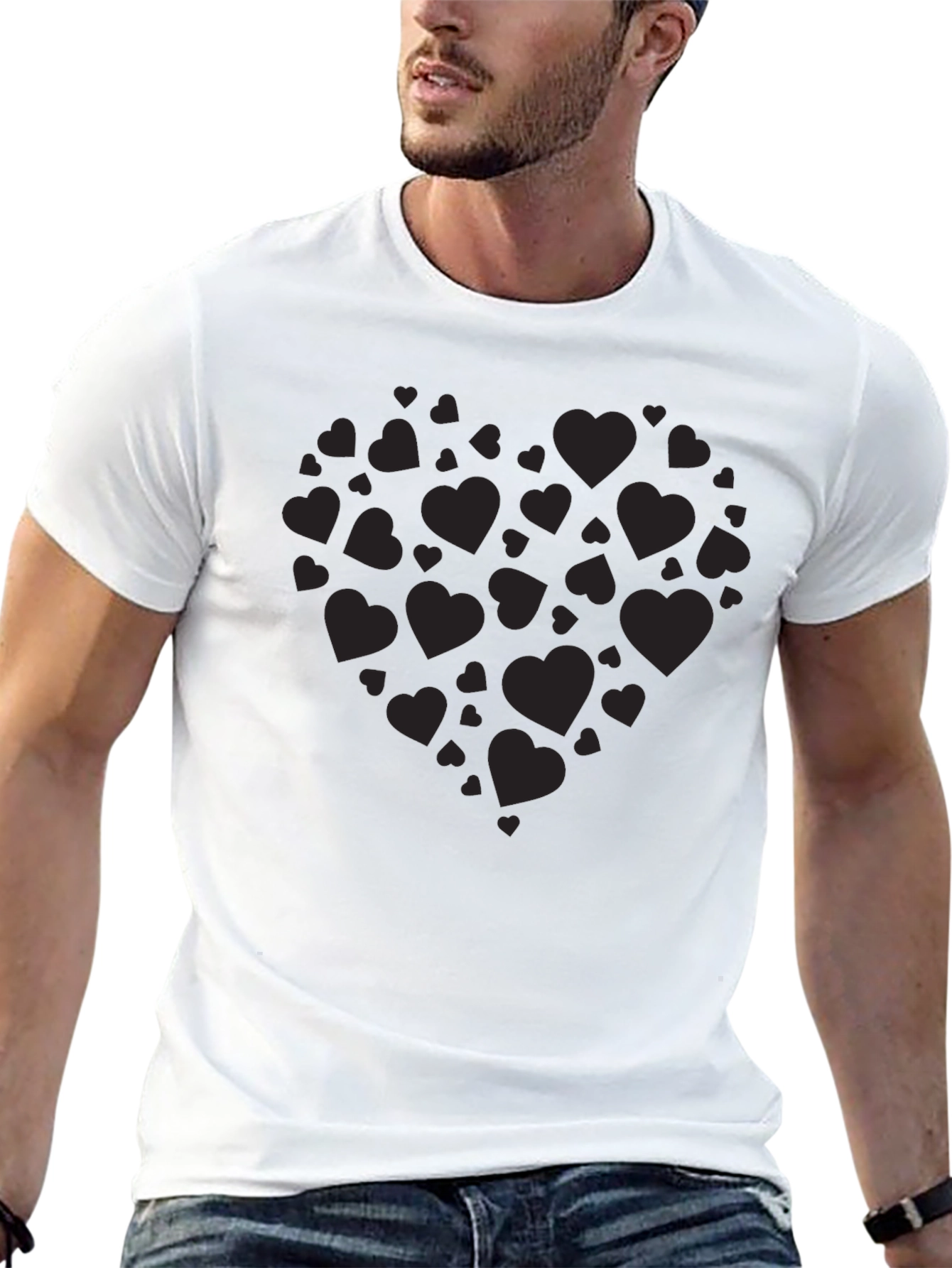 Heart Print Crew Neck T-Shirt