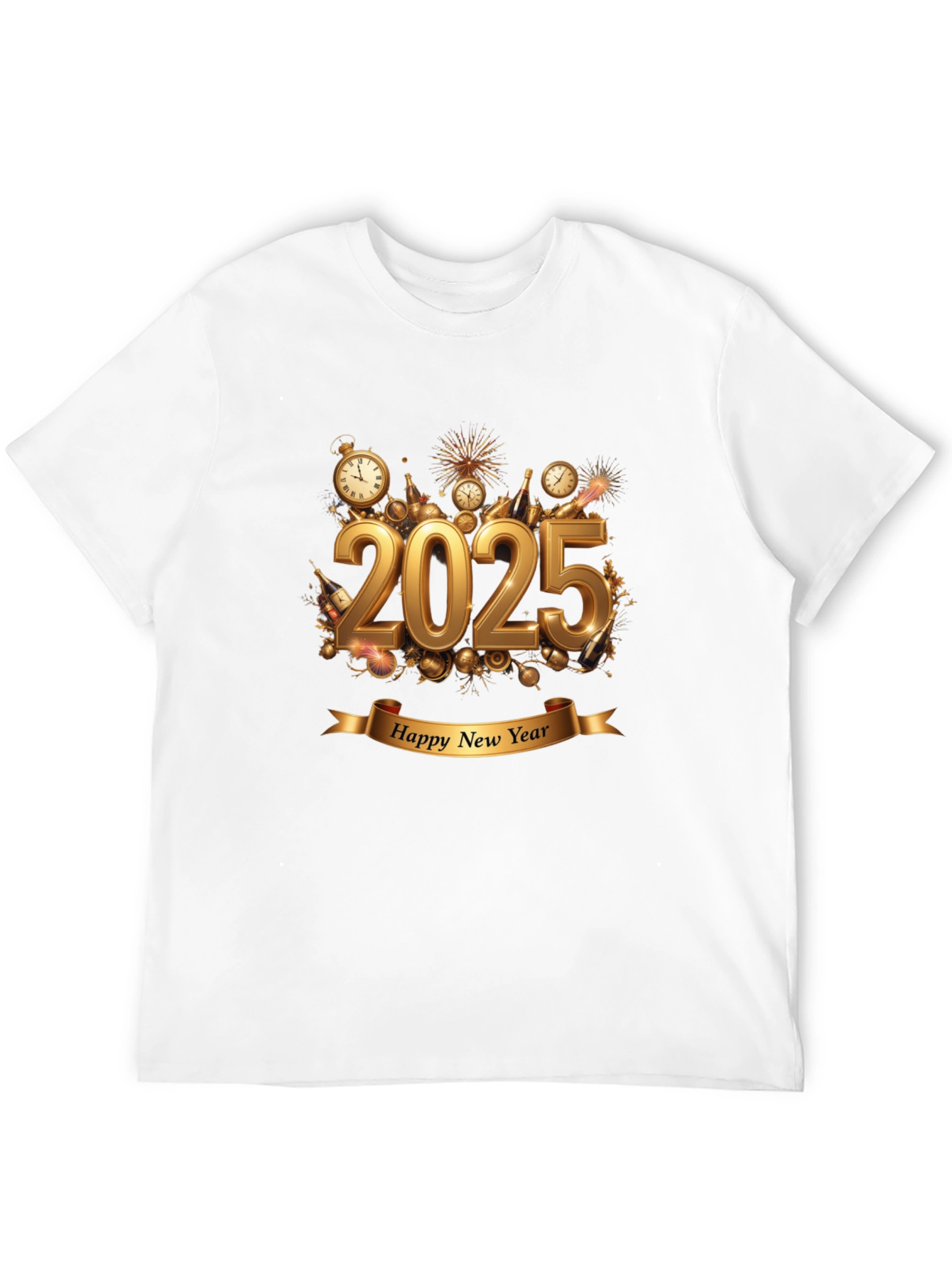 Happy New Year 2025 Black T-Shirt