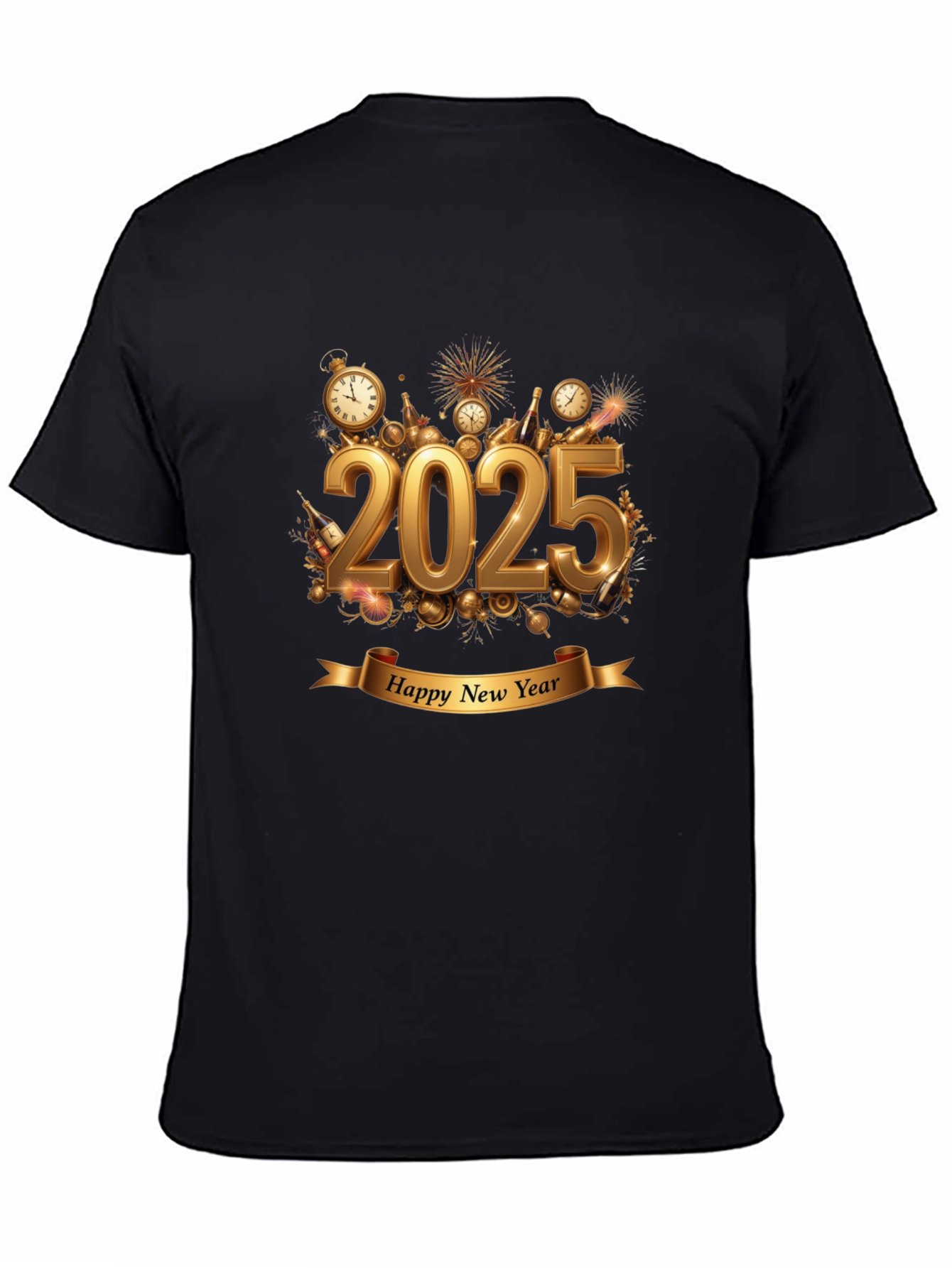 Happy New Year 2025 Black T-Shirt