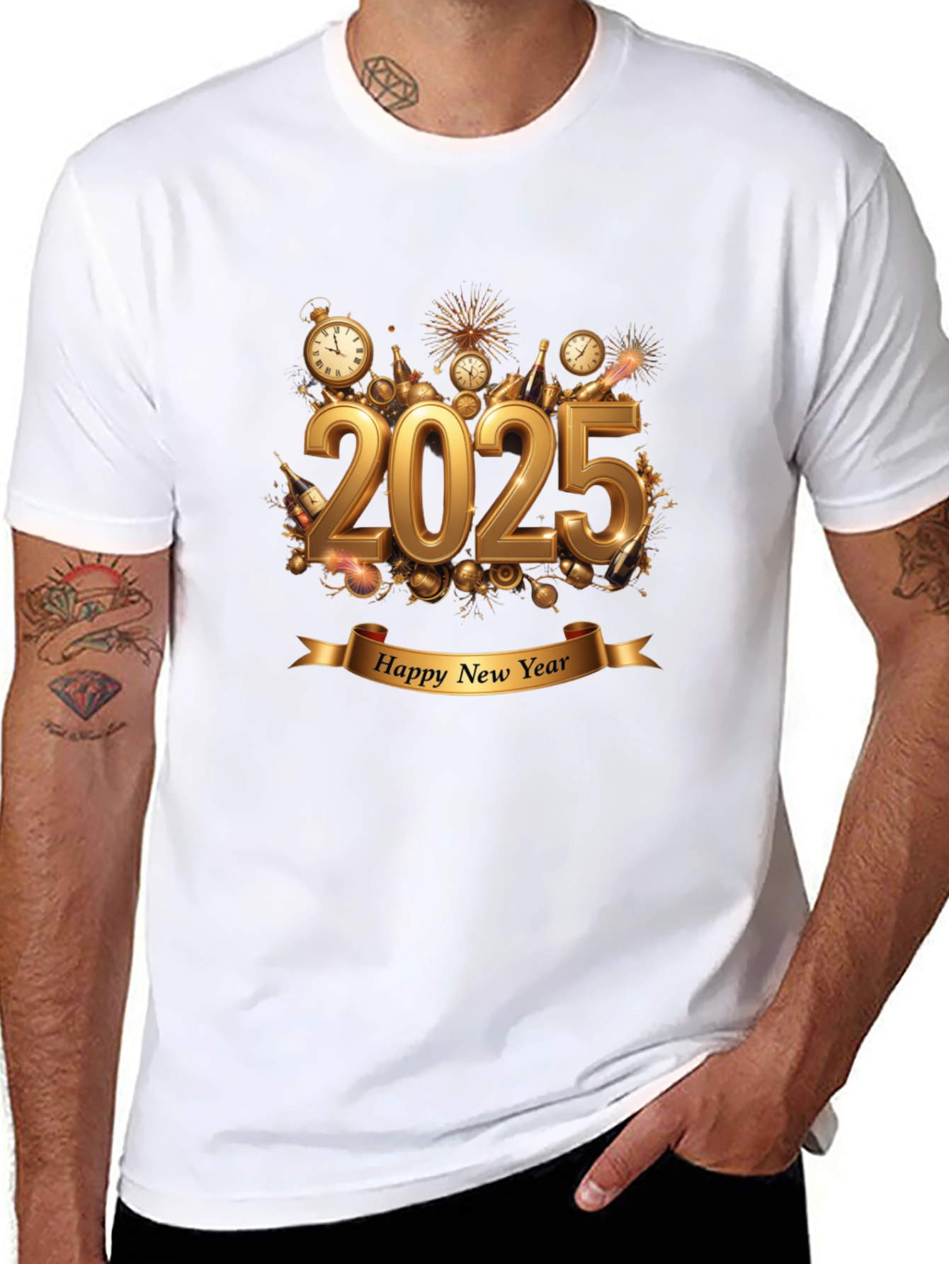 Happy New Year 2025 Black T-Shirt