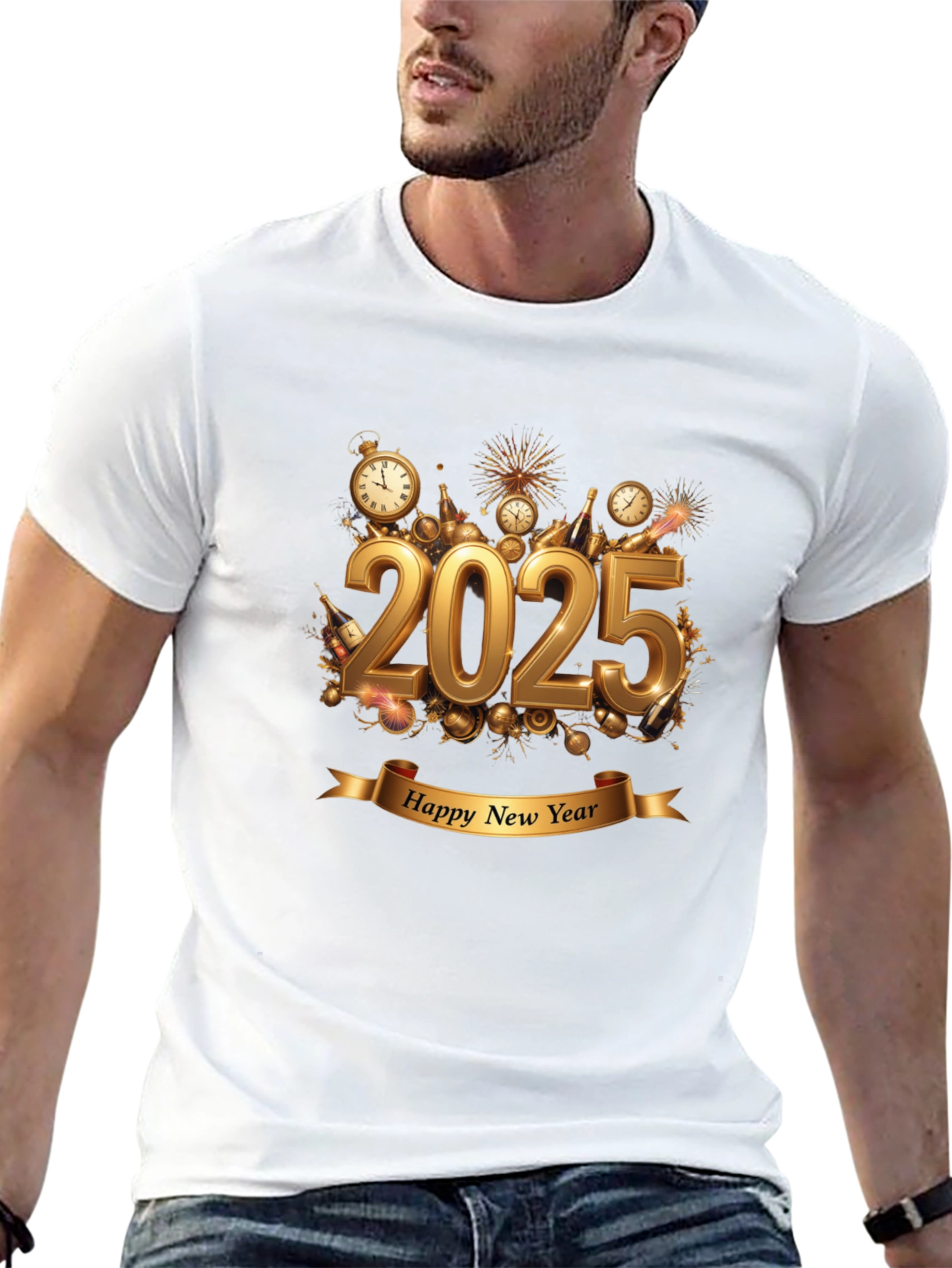 Happy New Year 2025 Black T-Shirt