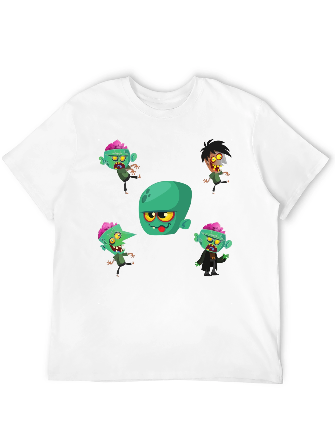 Zombie Cartoon Print Black T-Shirt
