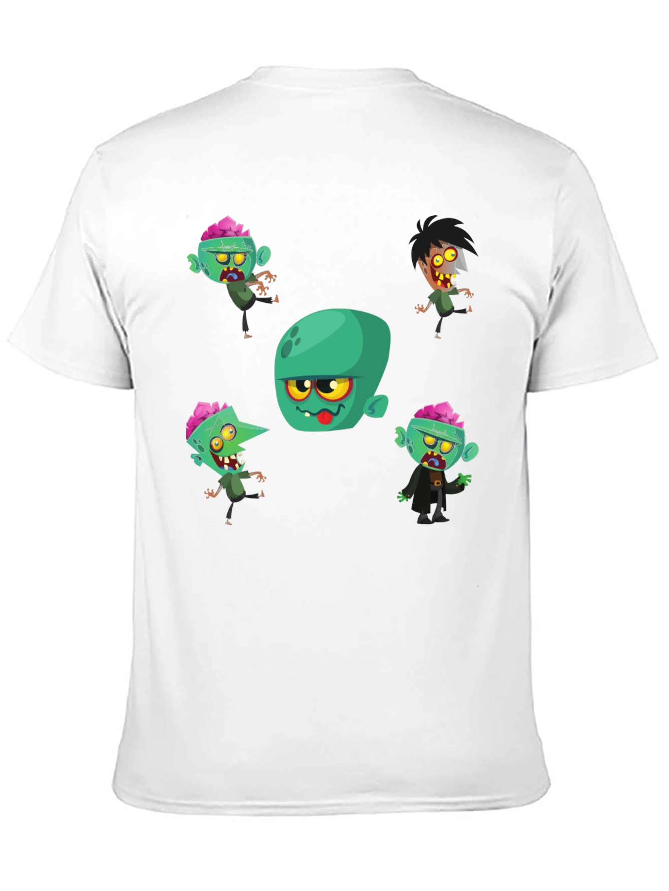 Zombie Cartoon Print Black T-Shirt