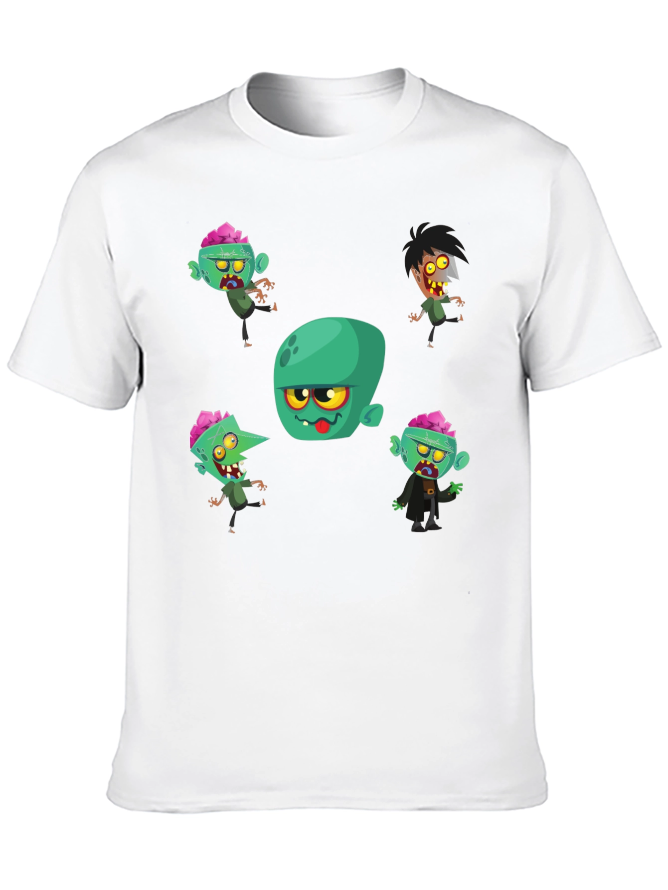Zombie Cartoon Print Black T-Shirt
