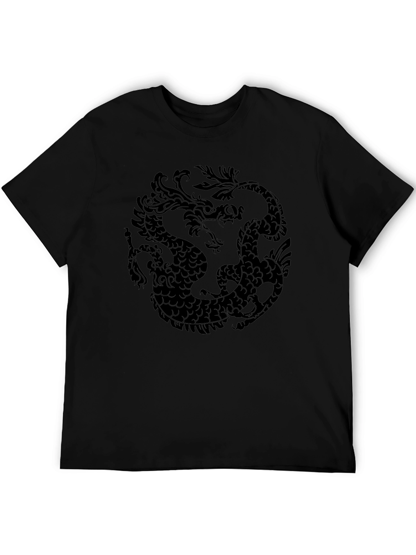 Yin Yang Dragon Graphic Tee - Black
