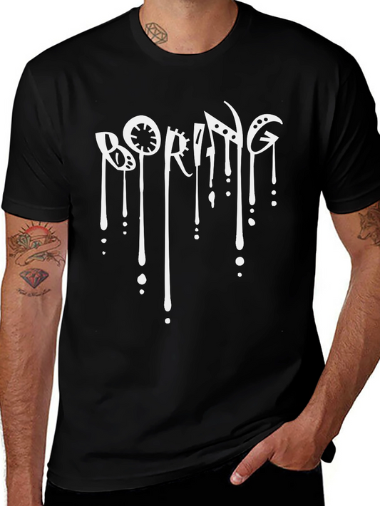Boring Drip Design Black Tee - Unique Graphic T-Shirt