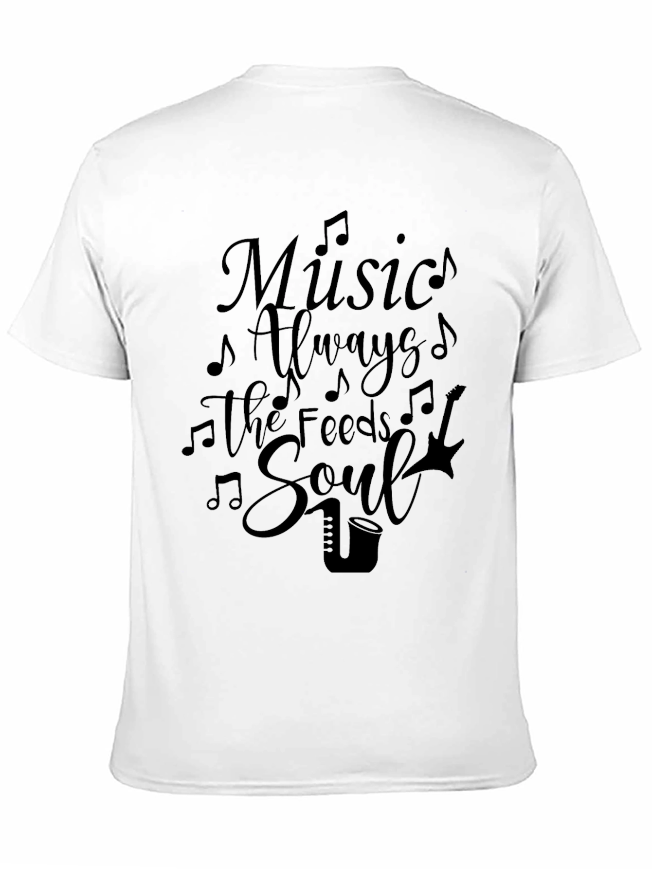 Music Feeds The Soul Black Graphic Tee