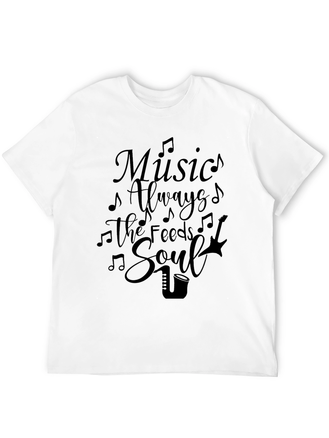 Music Feeds The Soul Black Graphic Tee