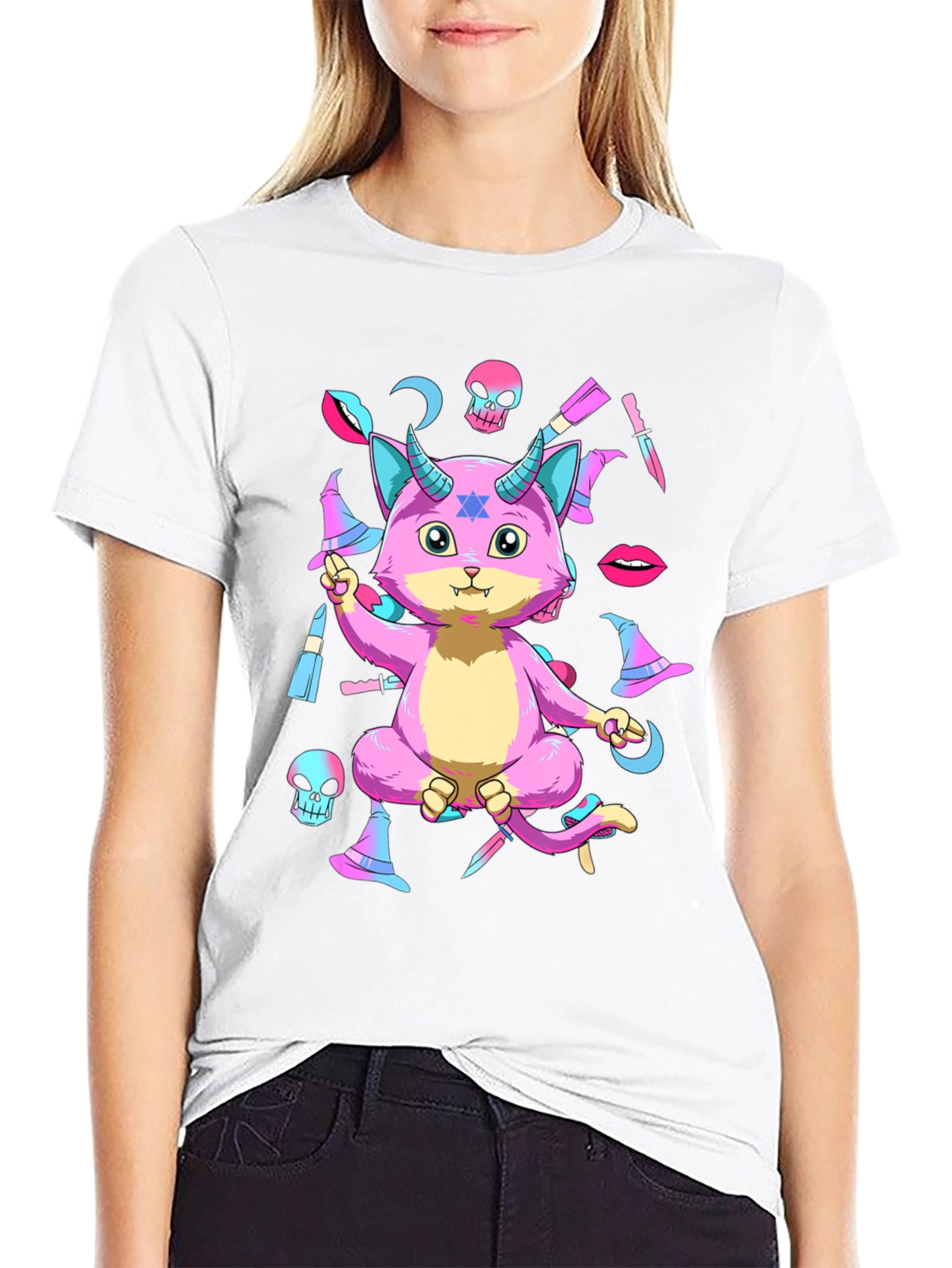 Pastel Goth Satanic Cat T-Shirt