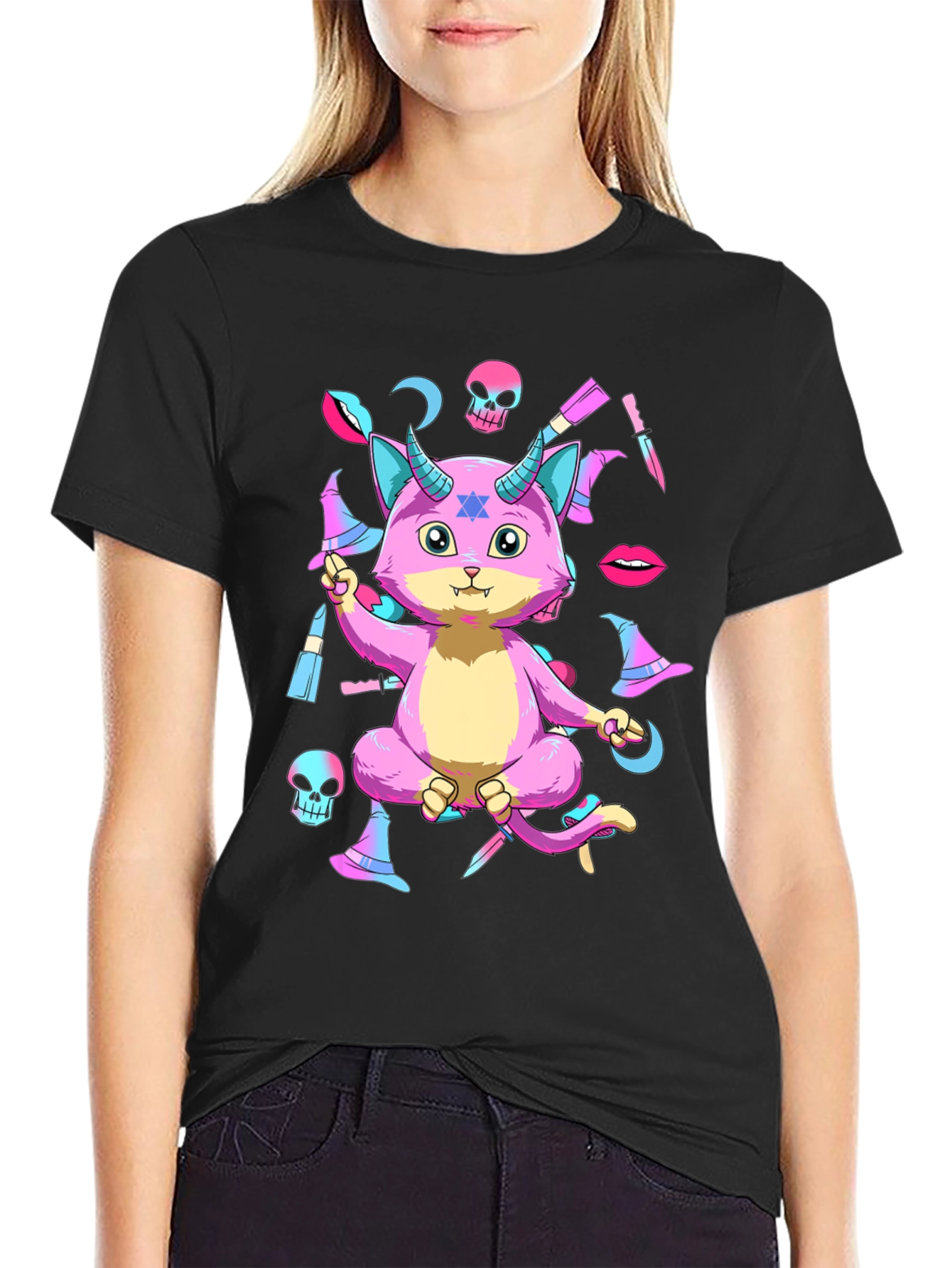 Pastel Goth Satanic Cat T-Shirt