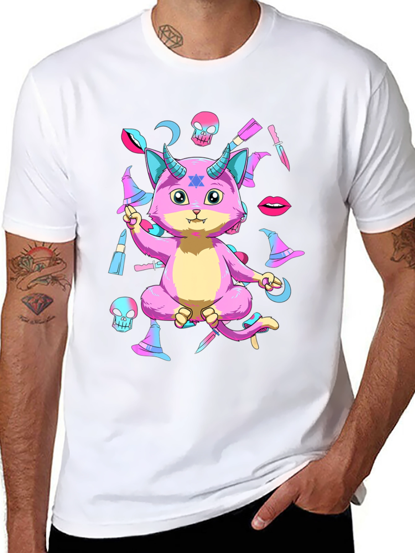 Pastel Goth Satanic Cat T-Shirt