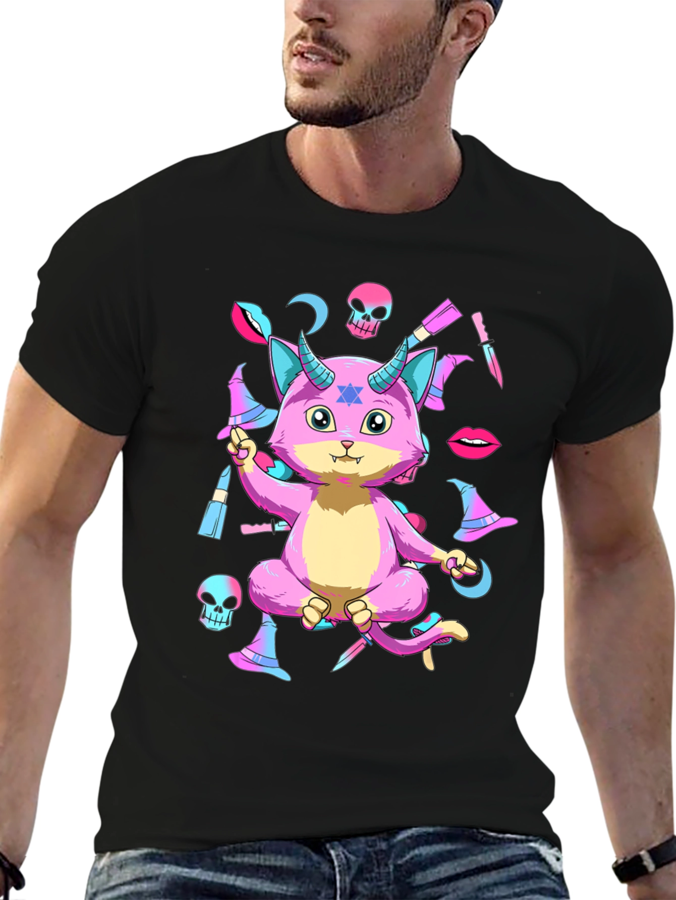 Pastel Goth Satanic Cat T-Shirt