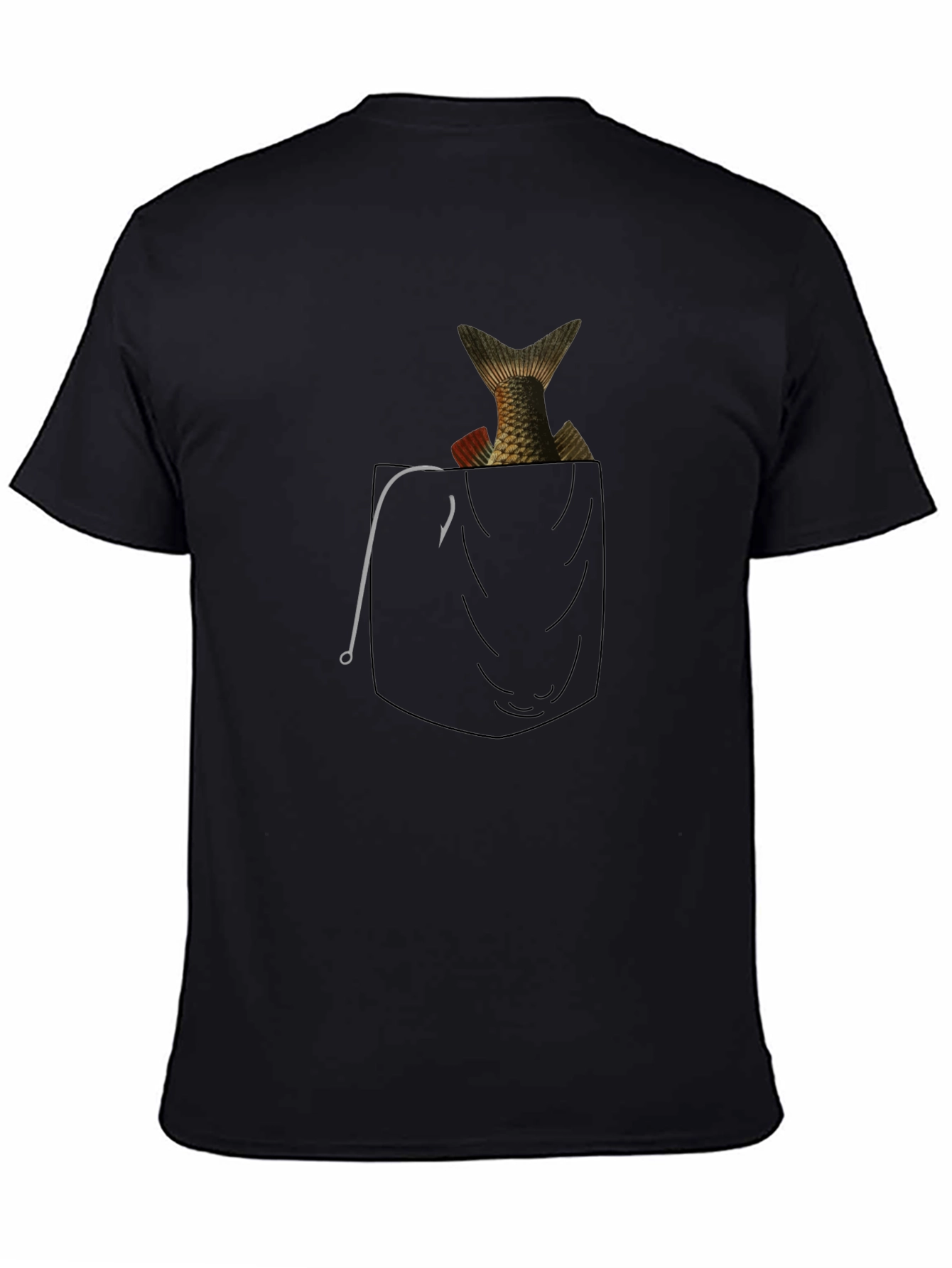 Fish in Pocket Graphic Tee - Mens Black T-Shirt