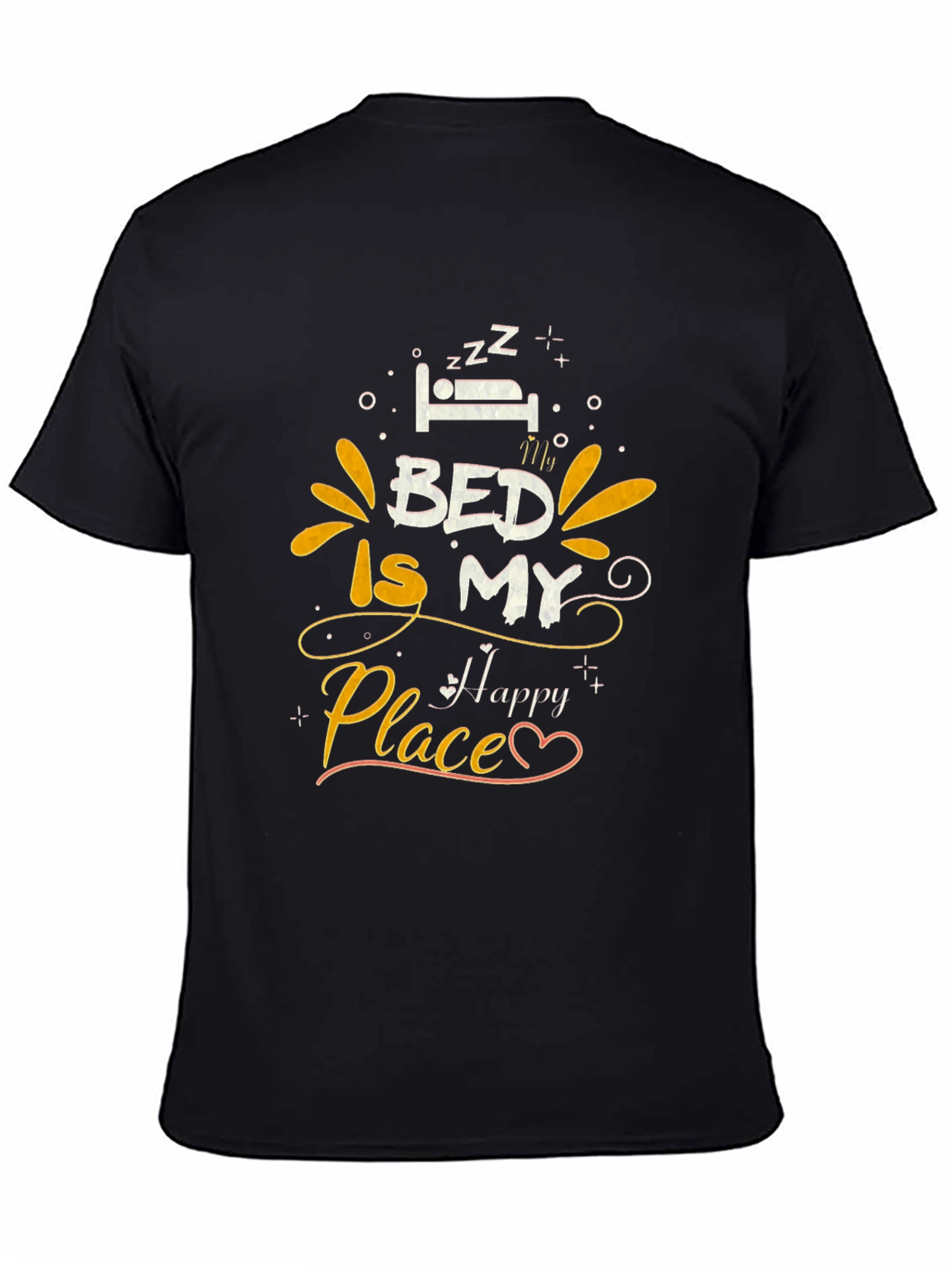 Bed Is My Happy Place Graphic Tee - Black