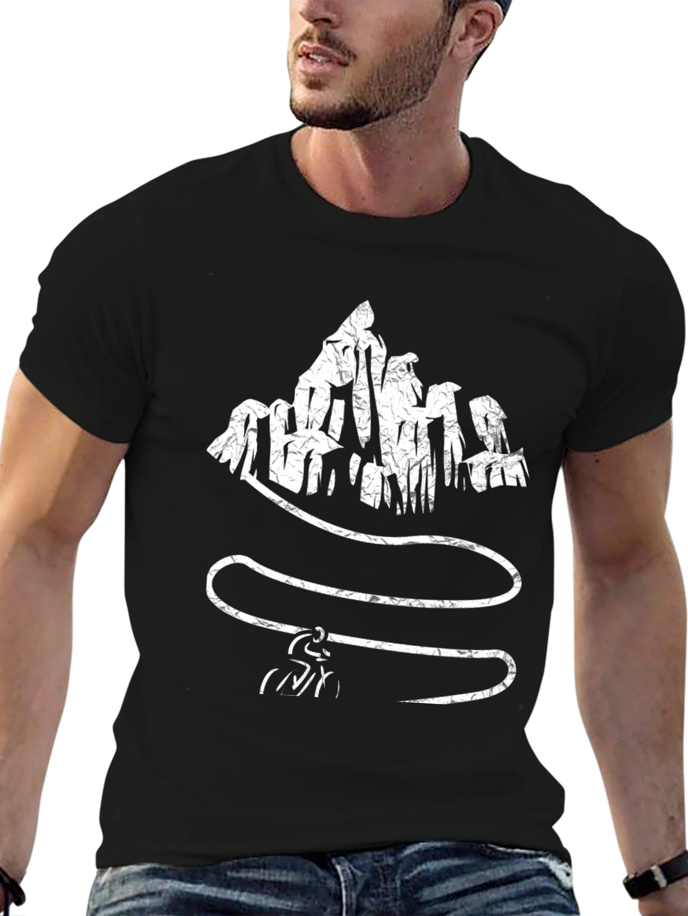 Abstract Mountain Climber Black T-Shirt