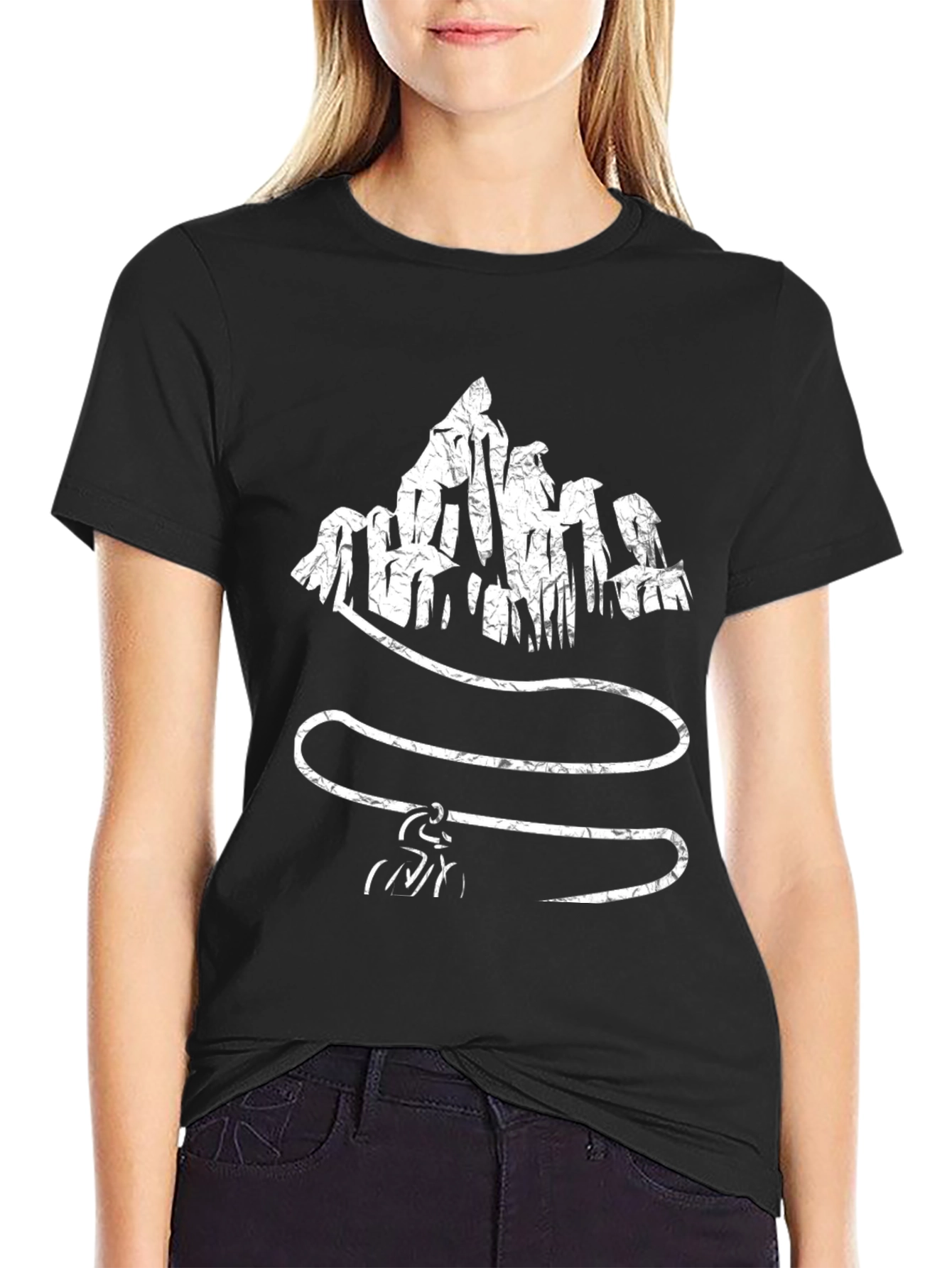 Abstract Mountain Climber Black T-Shirt