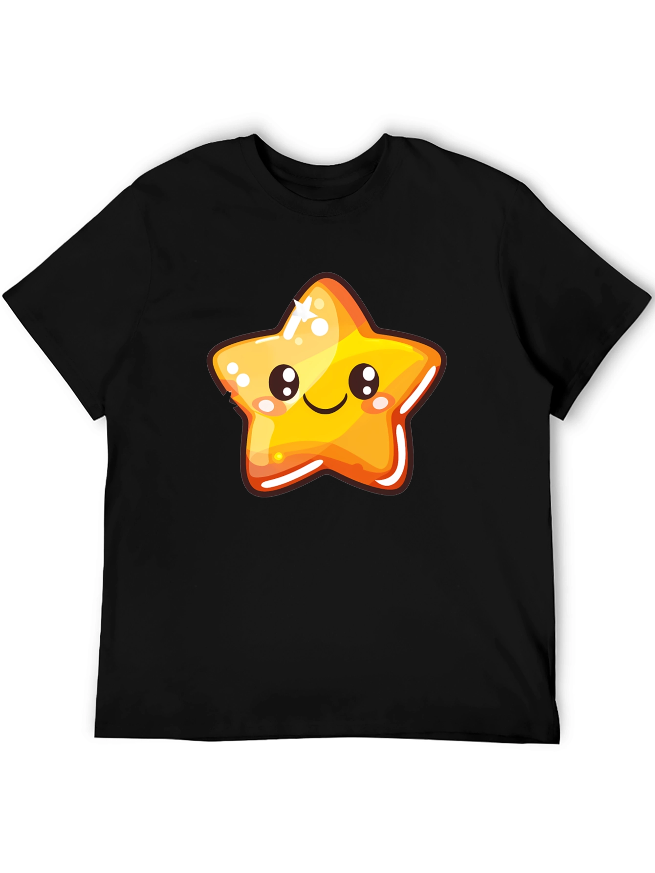 Cute Cartoon Star Black T-Shirt