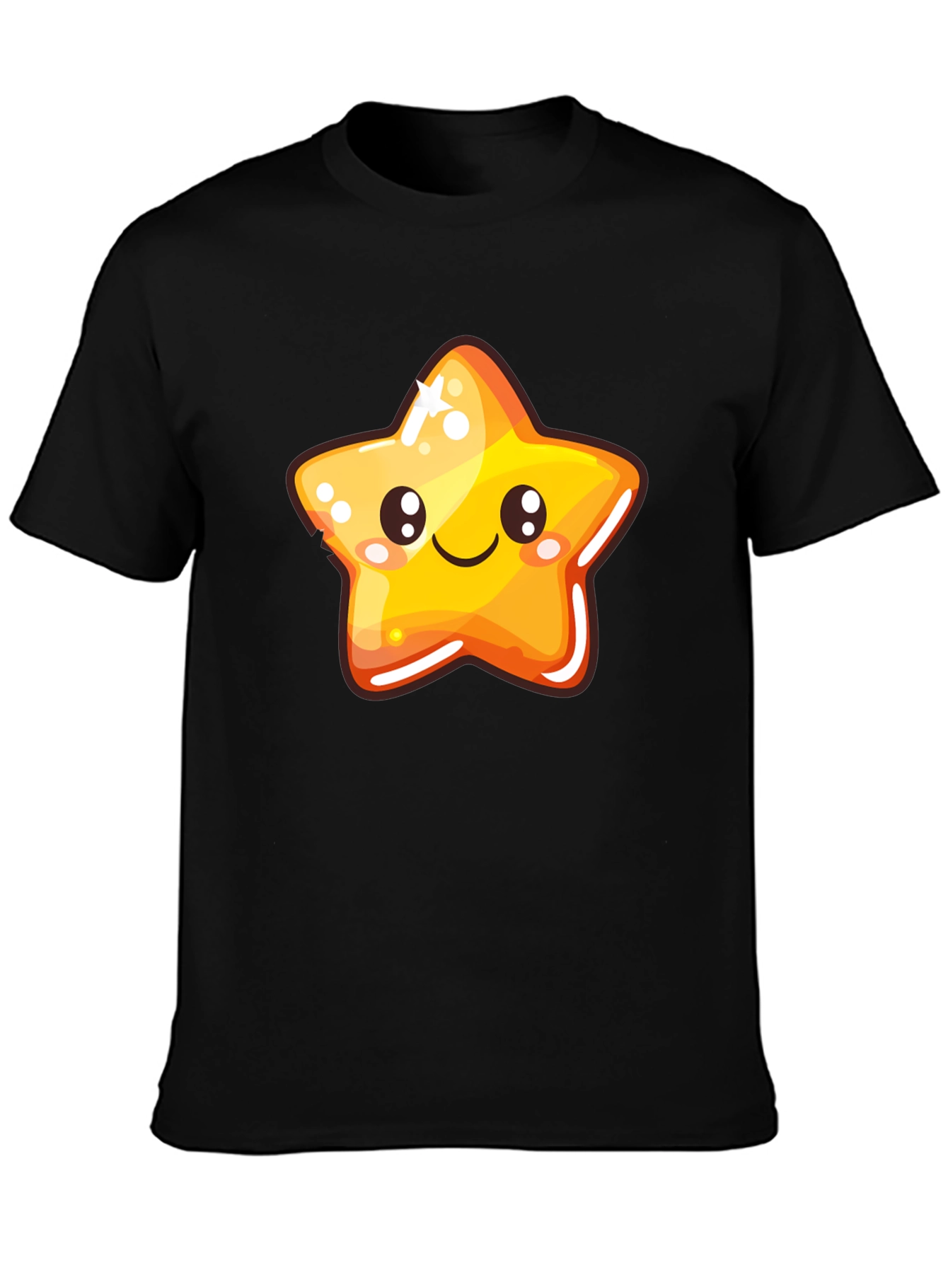 Cute Cartoon Star Black T-Shirt