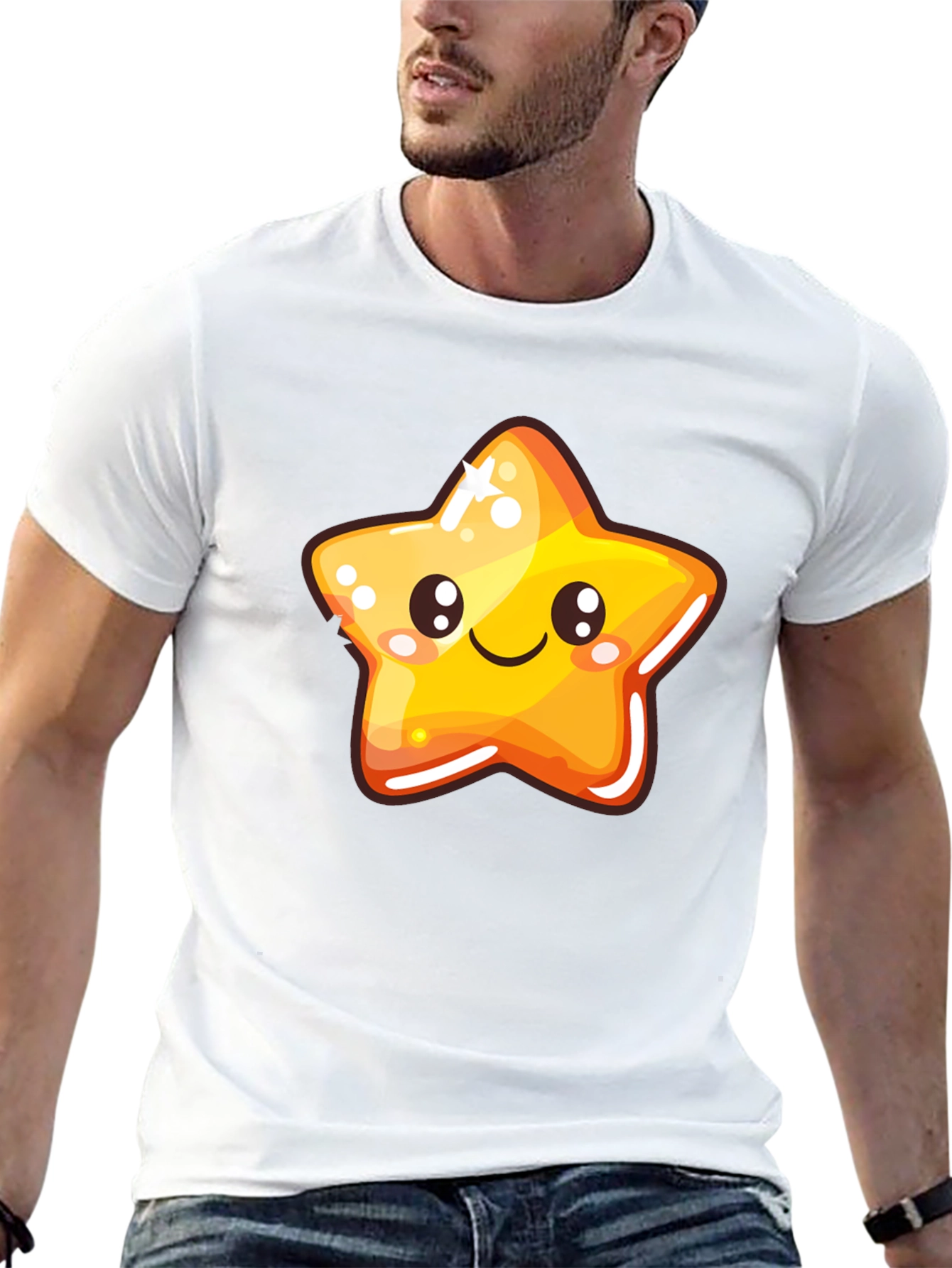 Cute Cartoon Star Black T-Shirt