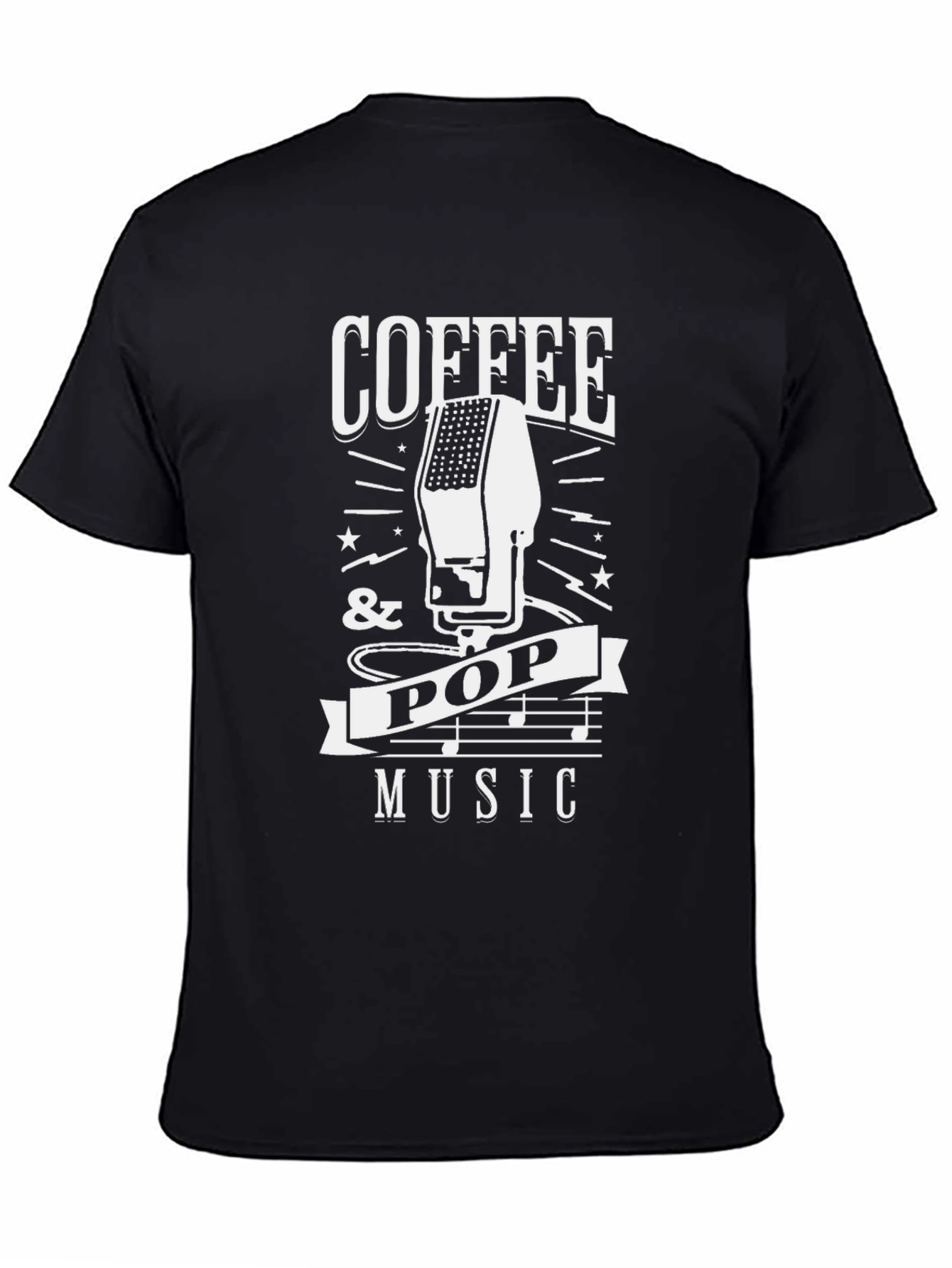 Coffee & Pop Music T-Shirt - Black Graphic Tee