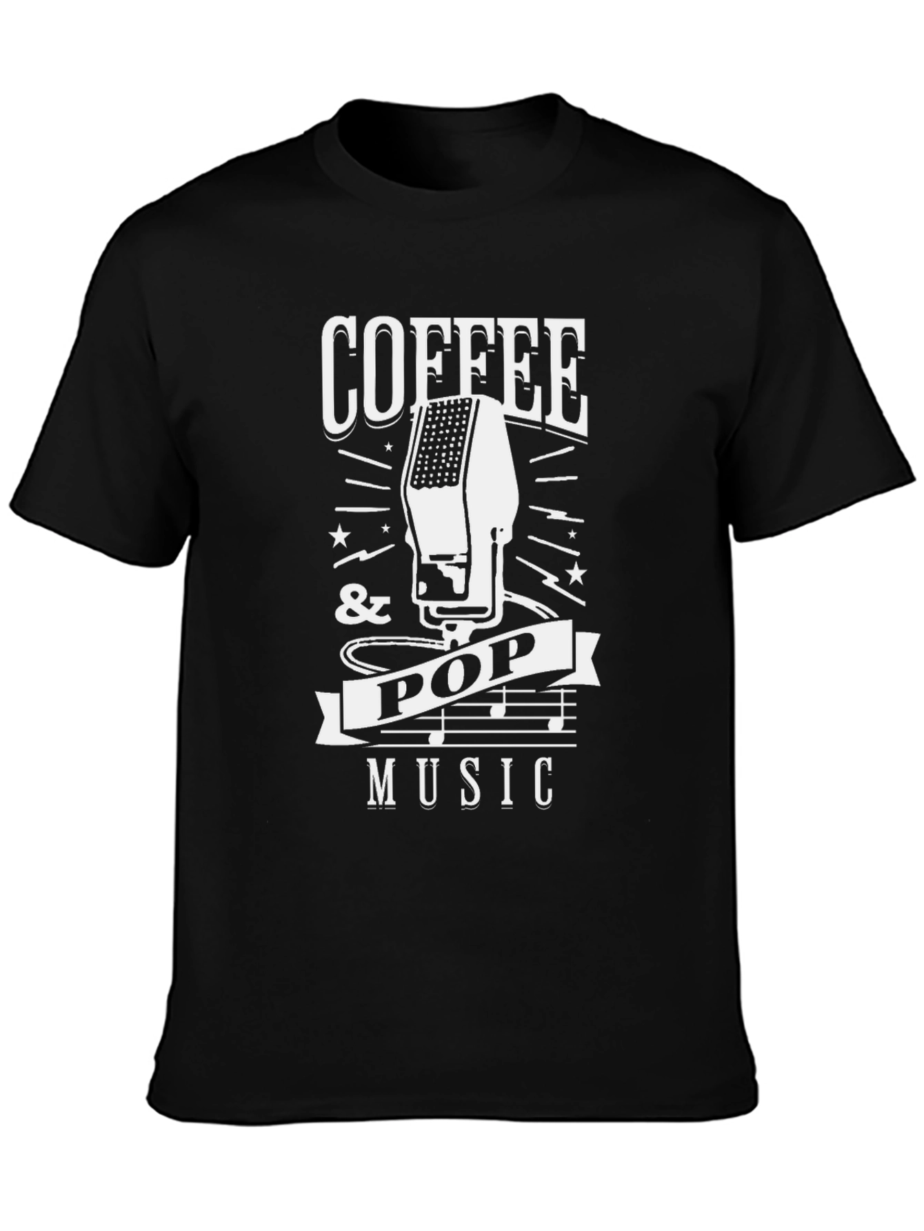 Coffee & Pop Music T-Shirt - Black Graphic Tee