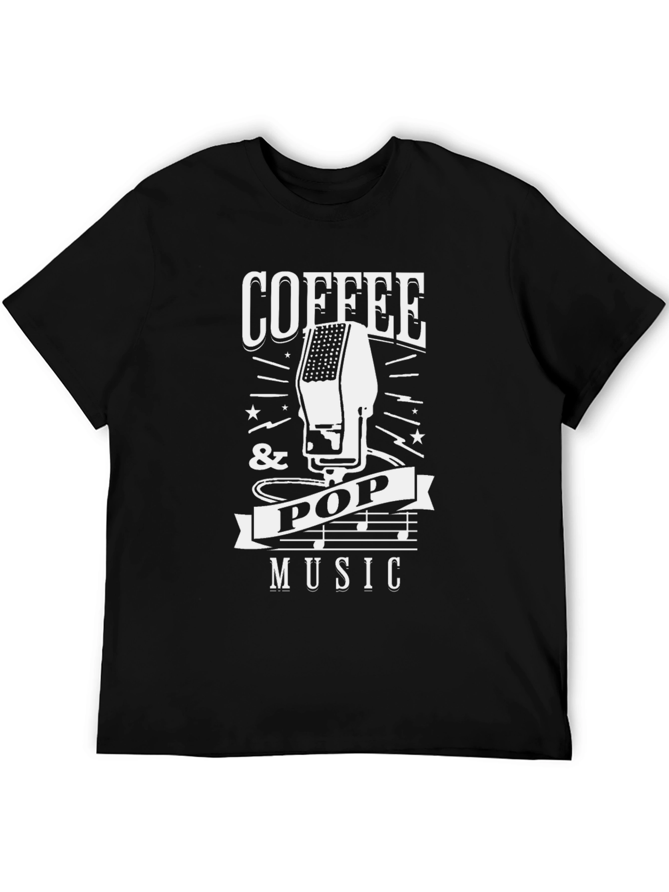 Coffee & Pop Music T-Shirt - Black Graphic Tee
