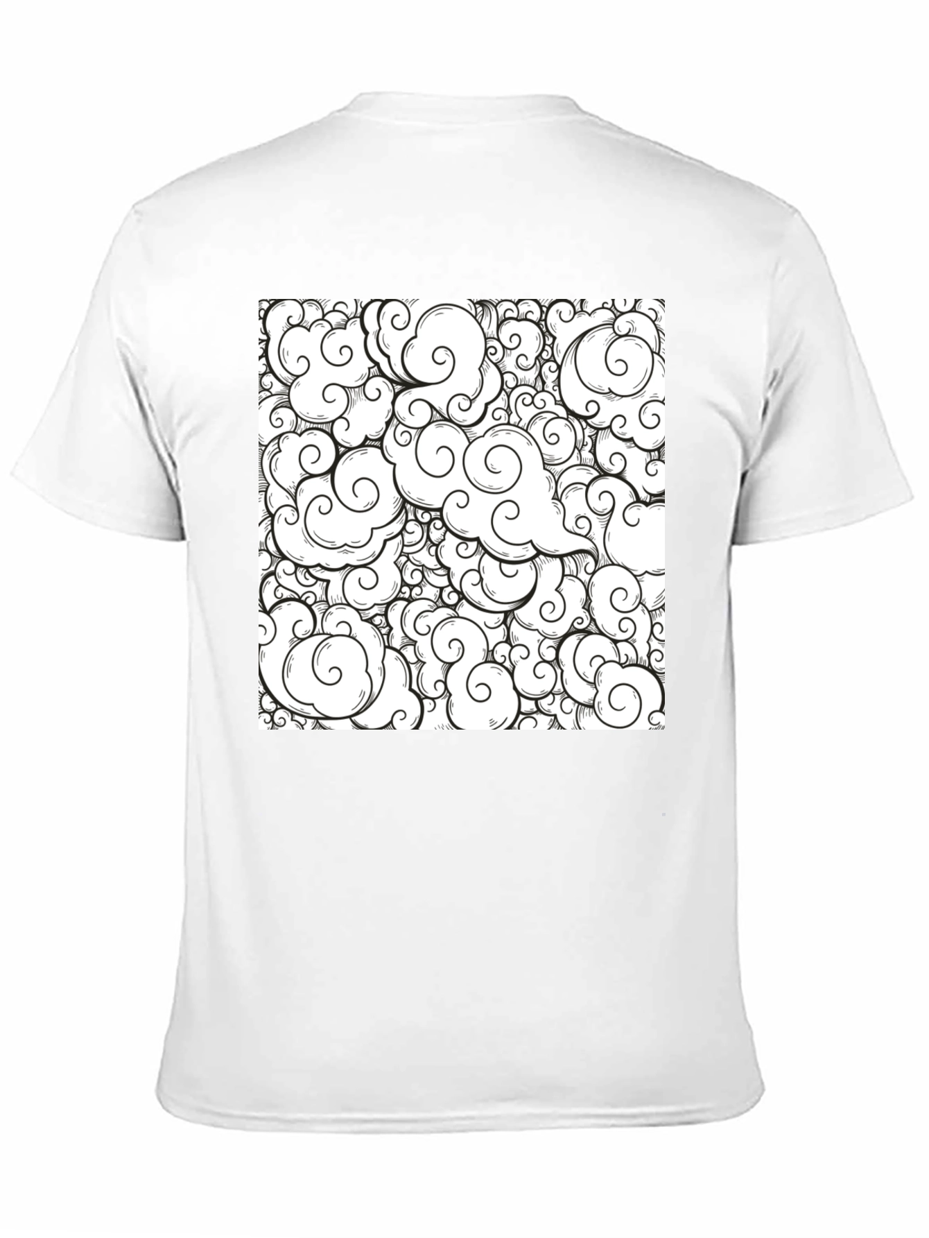 Cloud Pattern Graphic Tee - Black Cotton Shirt
