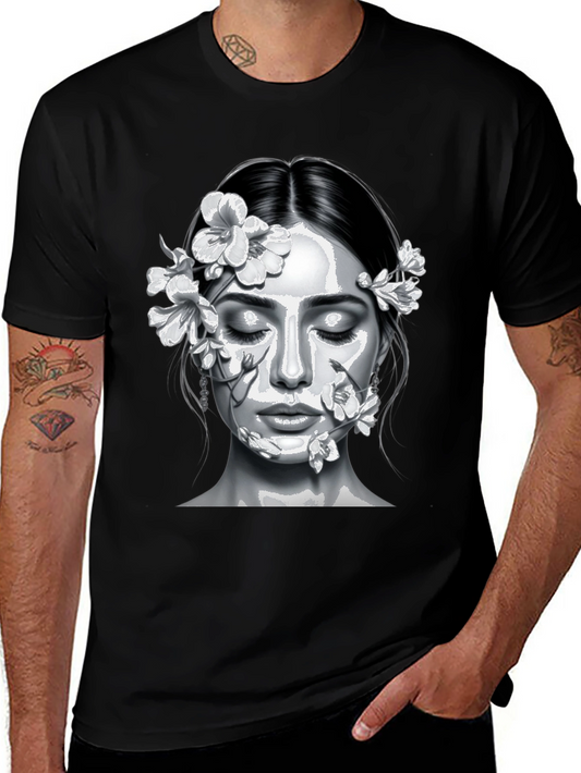 Floral Face Graphic Tee - Black