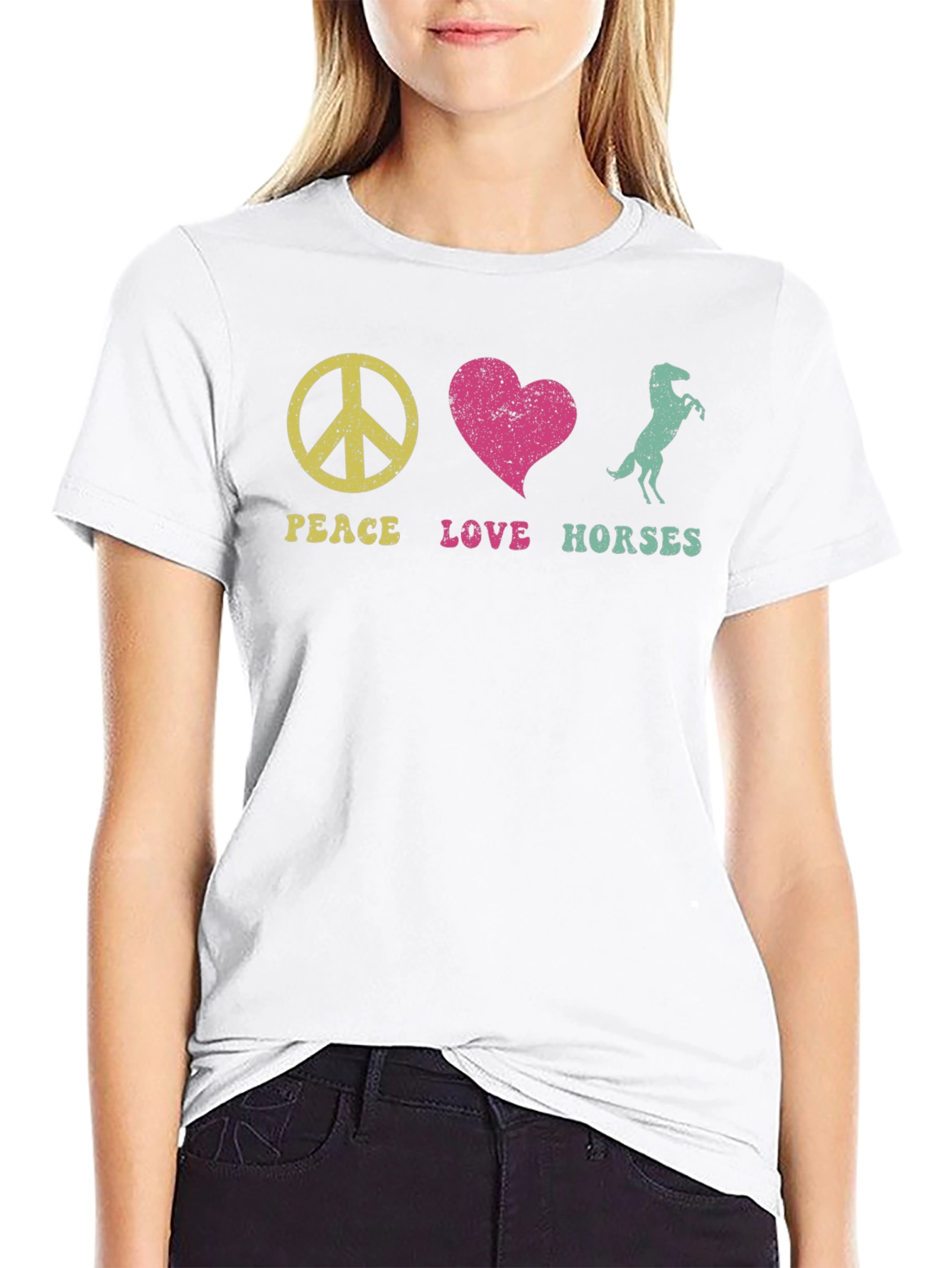 Peace Love Horses Graphic T-Shirt