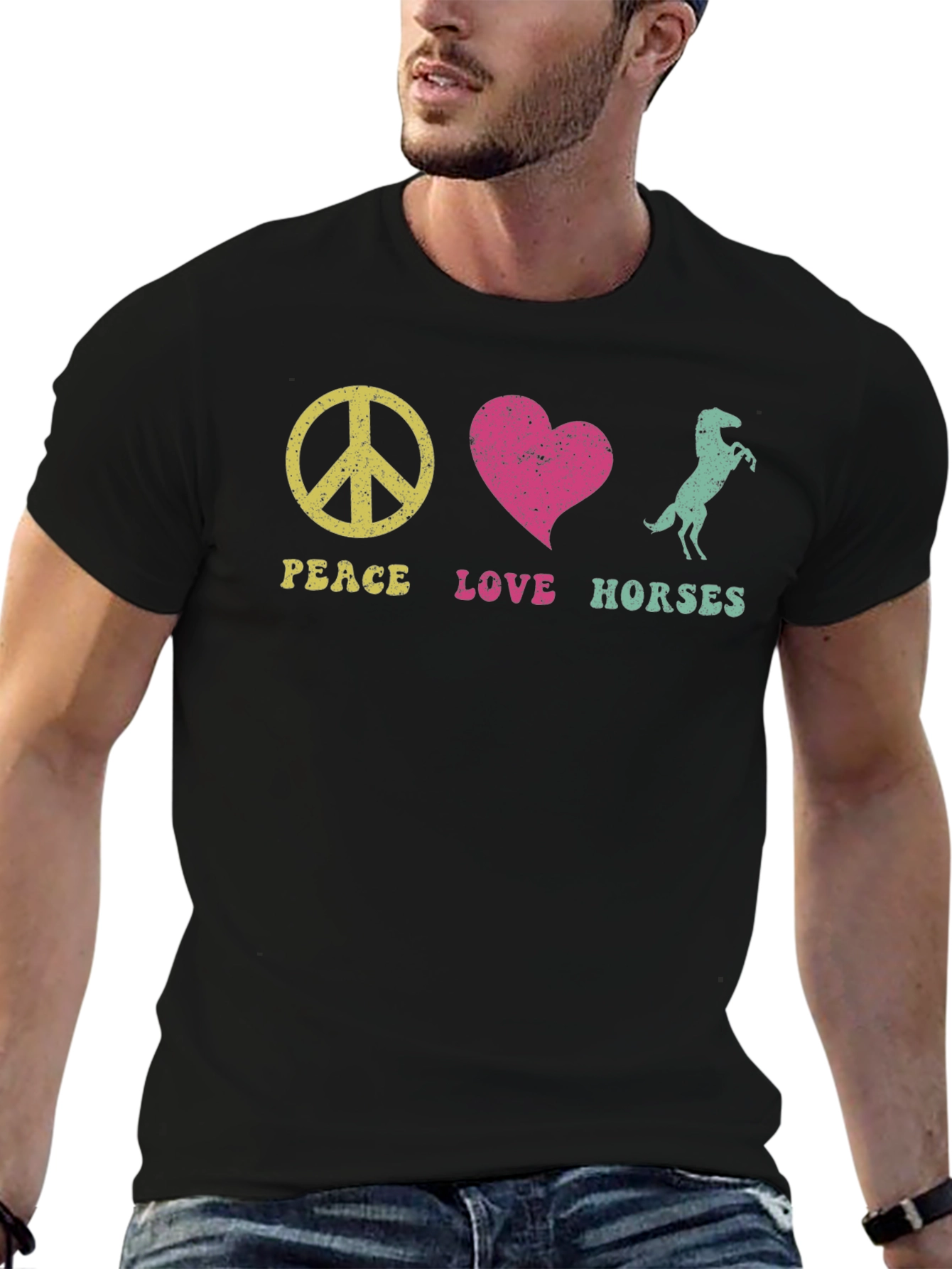 Peace Love Horses Graphic T-Shirt