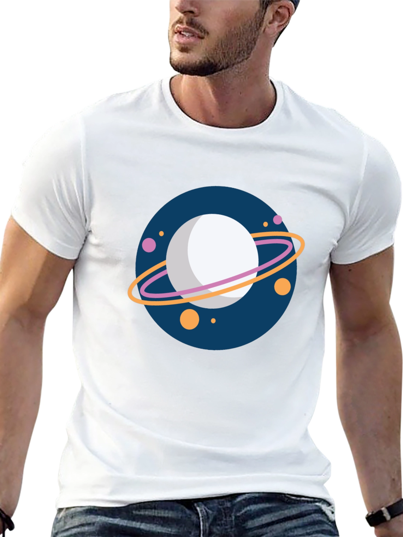 Planet Graphic Tee - Black Cotton T-Shirt