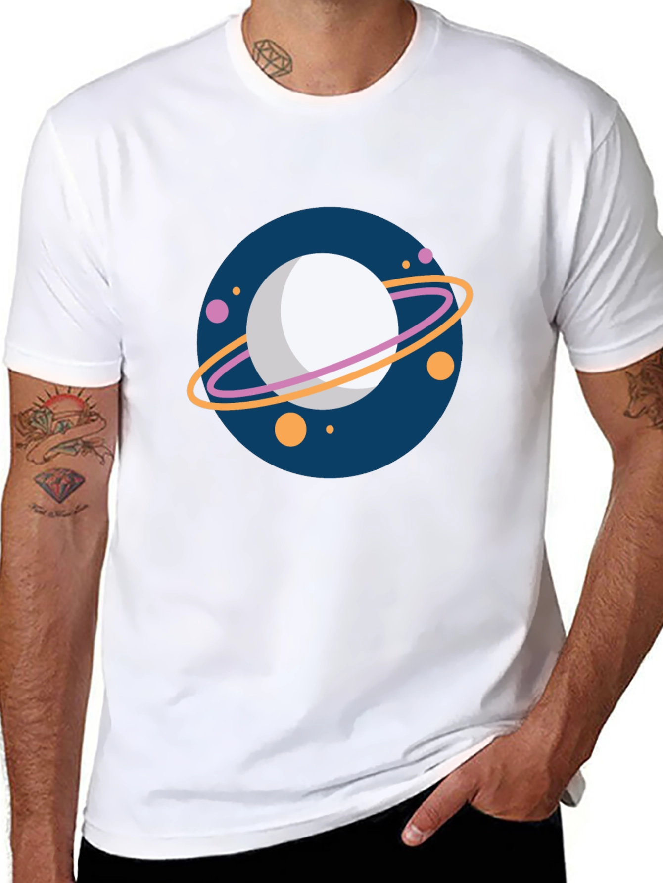 Planet Graphic Tee - Black Cotton T-Shirt