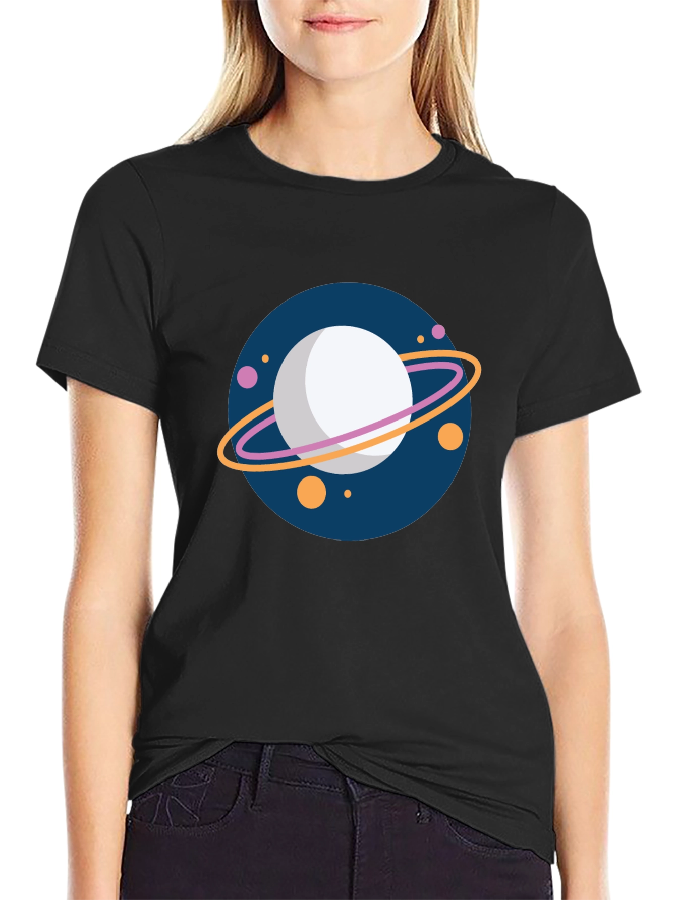 Planet Graphic Tee - Black Cotton T-Shirt