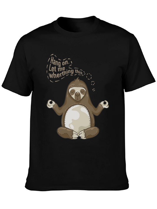 Funny Meditating Sloth Graphic Tee - Hang On