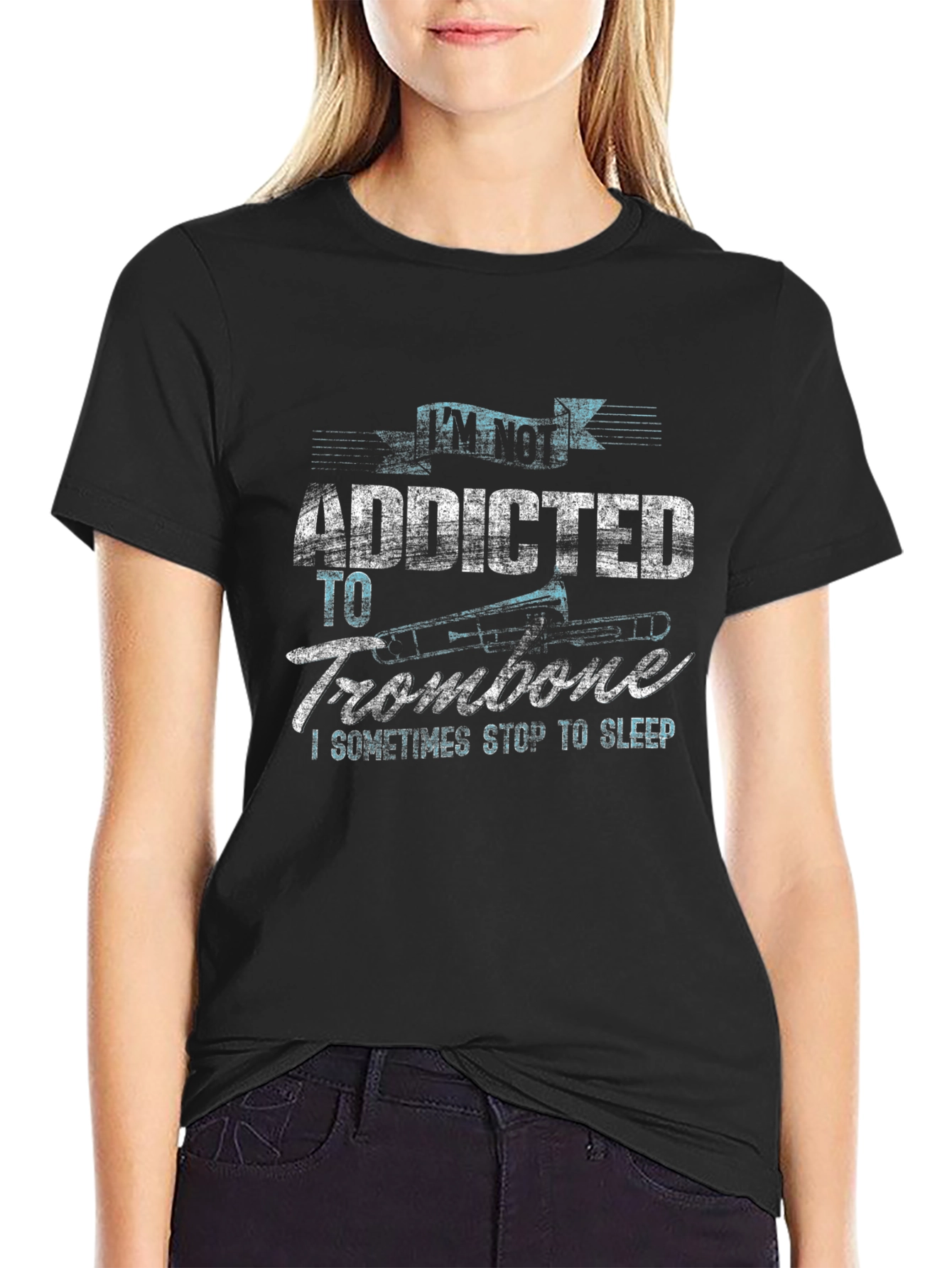 Addicted to Trombone Black Graphic Tee