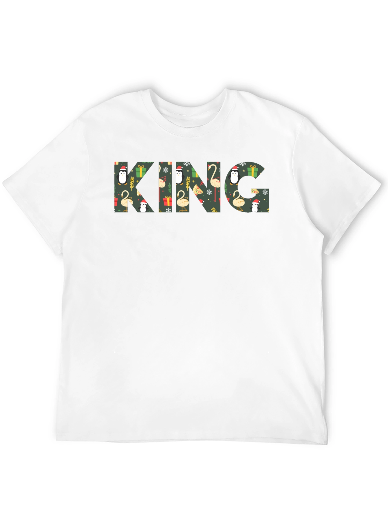 Festive KING Holiday Pattern Black T-Shirt