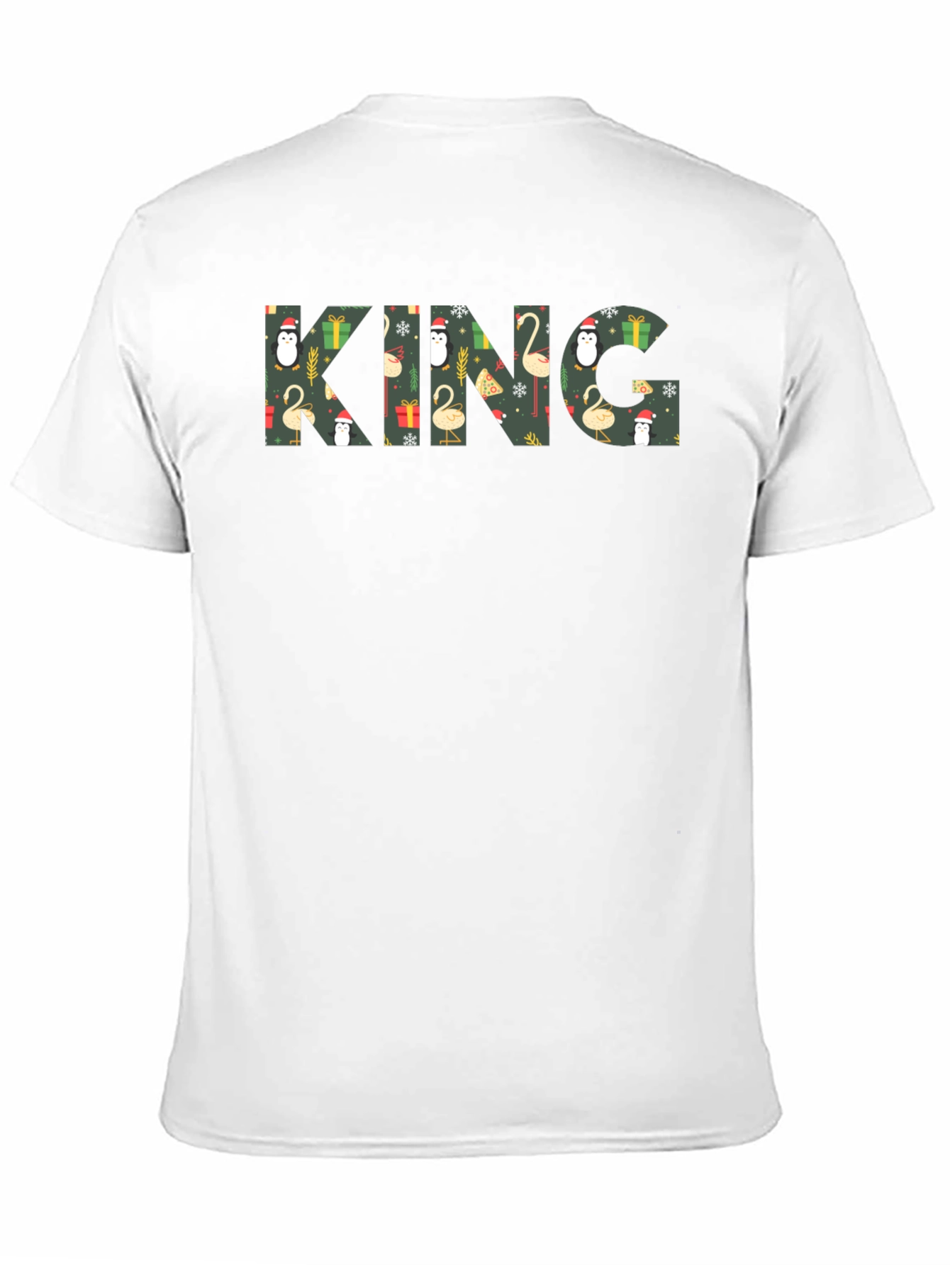 Festive KING Holiday Pattern Black T-Shirt